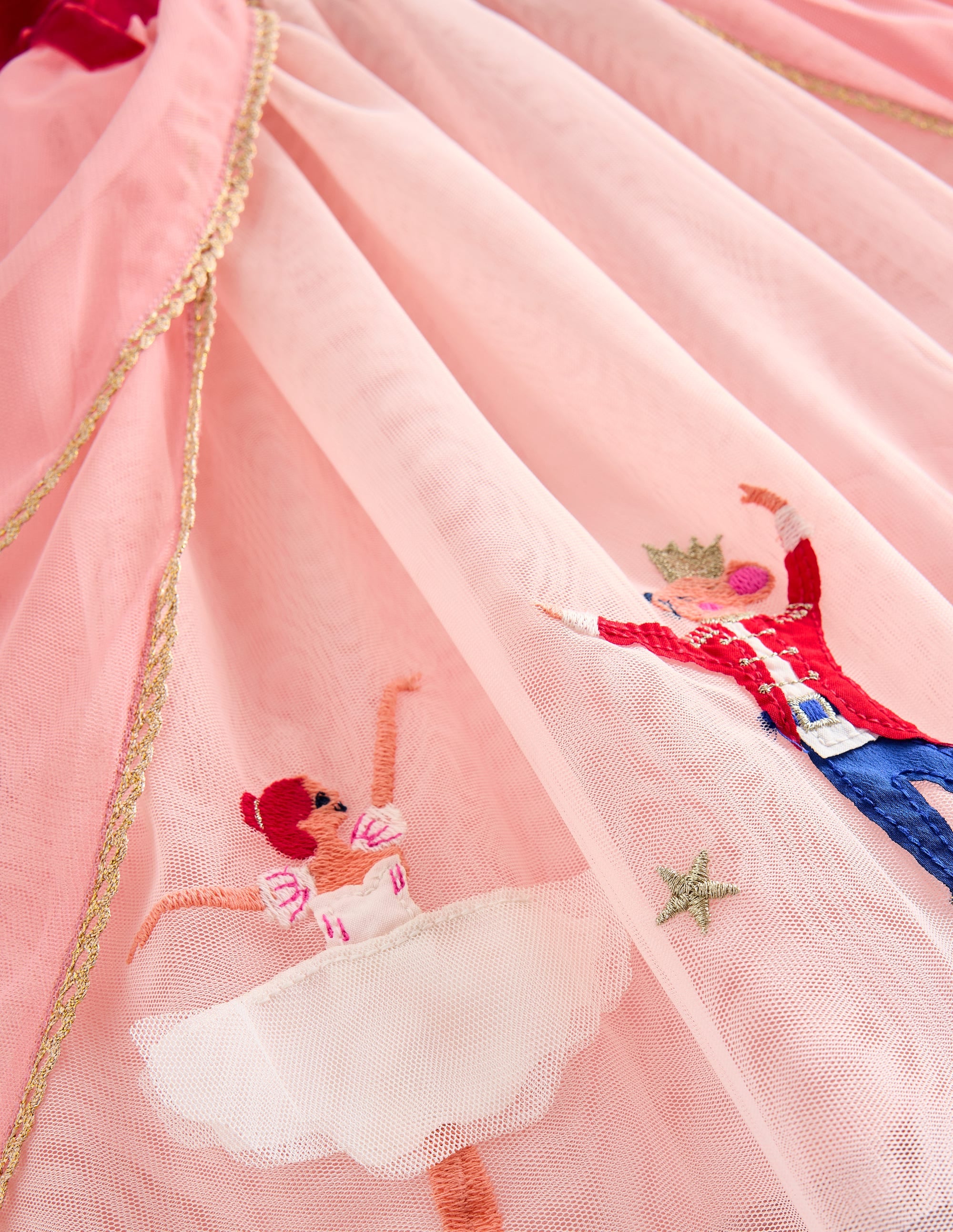 Nutcracker Appliqué Dress-Carmine Red/Almond Pink - Image 3