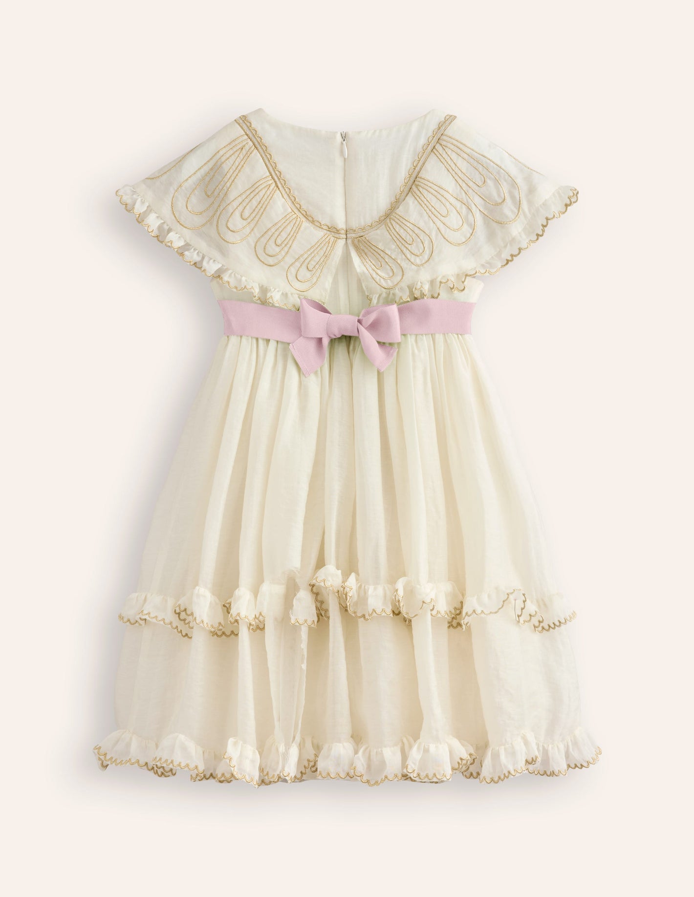 Organza Angel Ruffle Dress-Ivory