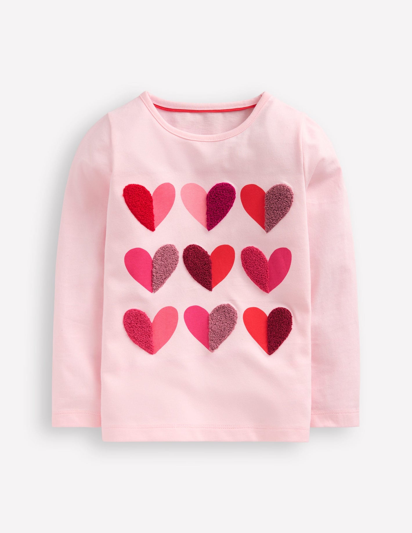 Ari Long Sleeve Boucle T-shirt-Chalk Pink Hearts