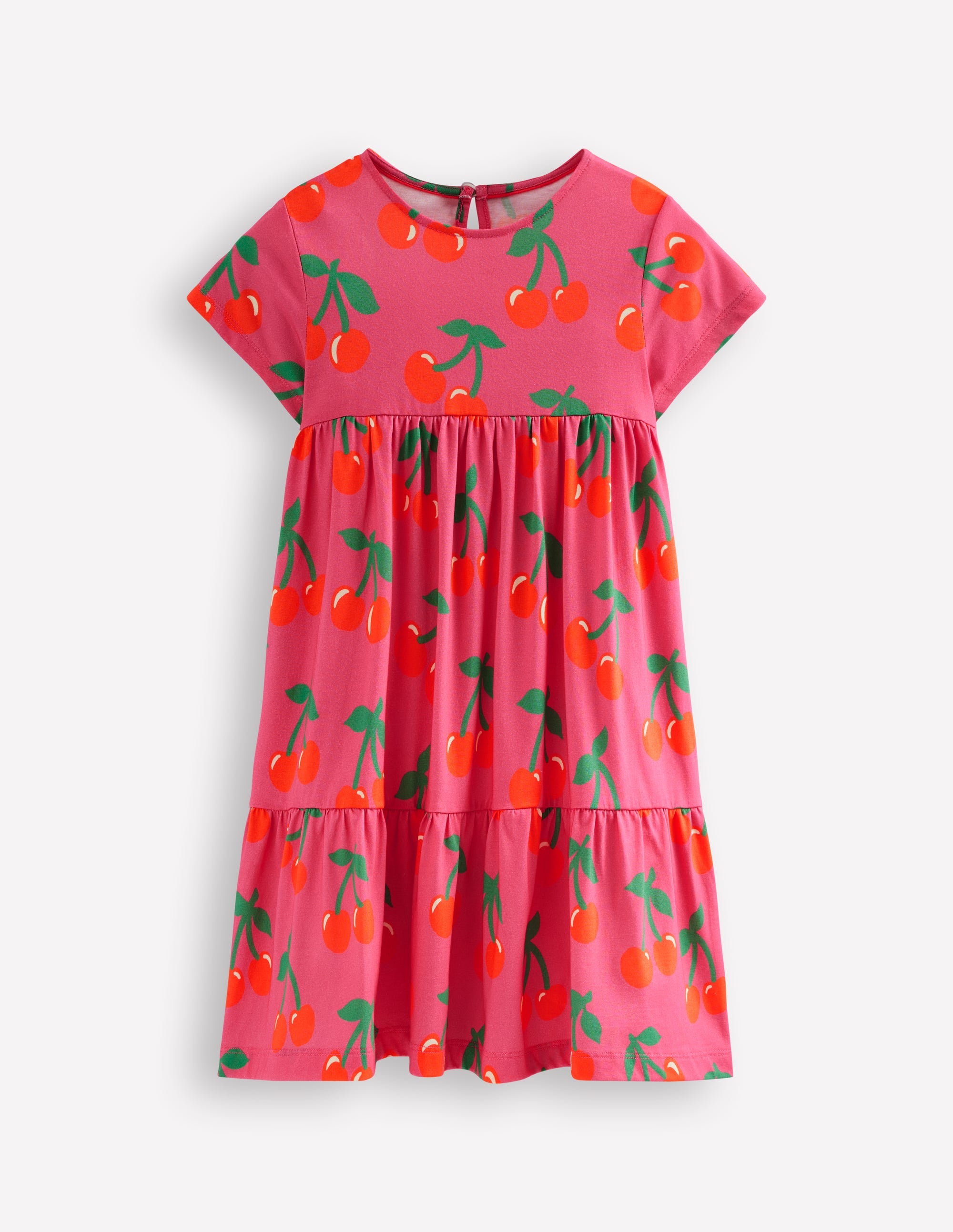 Ariel Twirly Jersey Dress-Sorbet Pink Cherries - Image 1