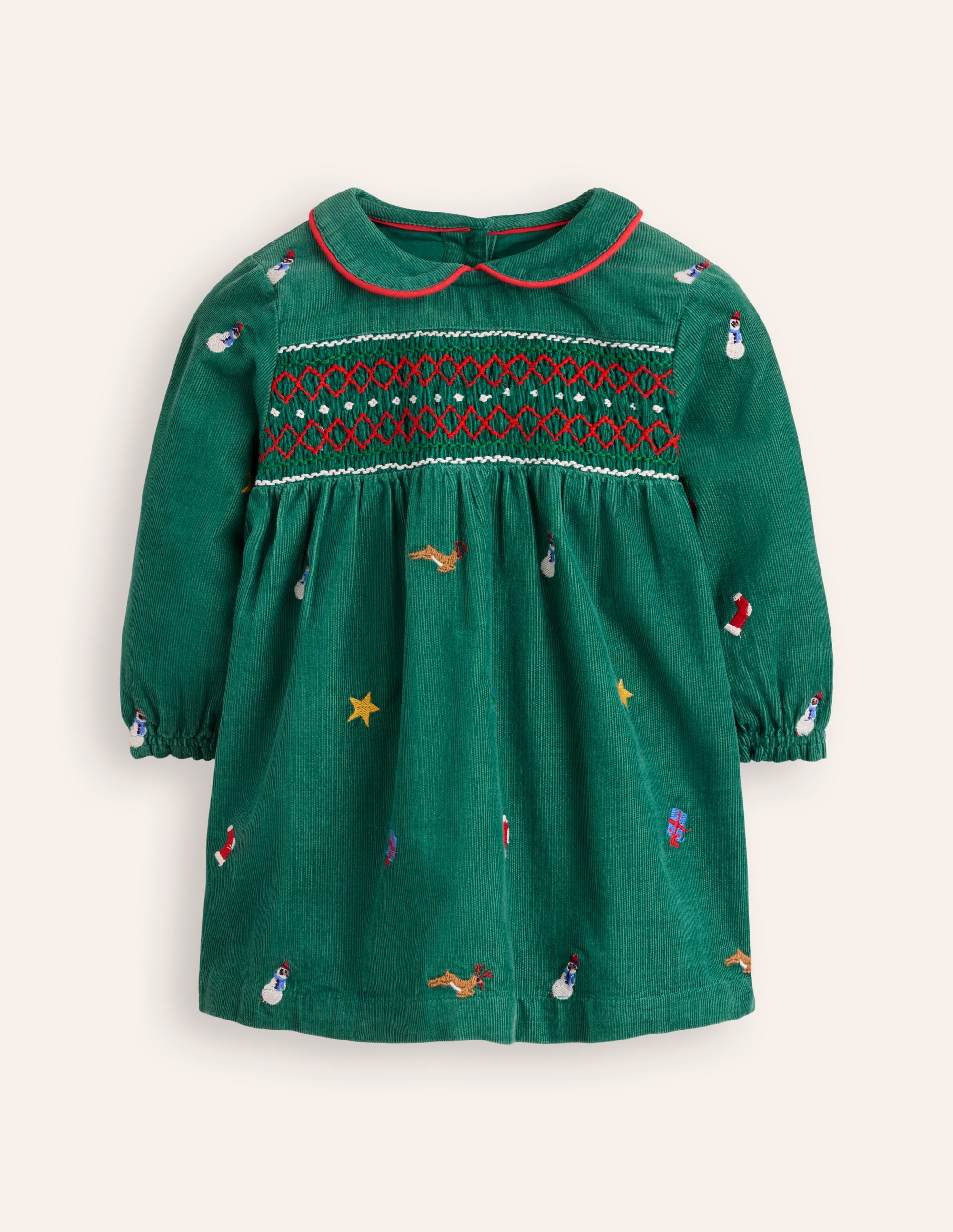 Woven Party Dress-Jewel Green Embroidery - Image 1