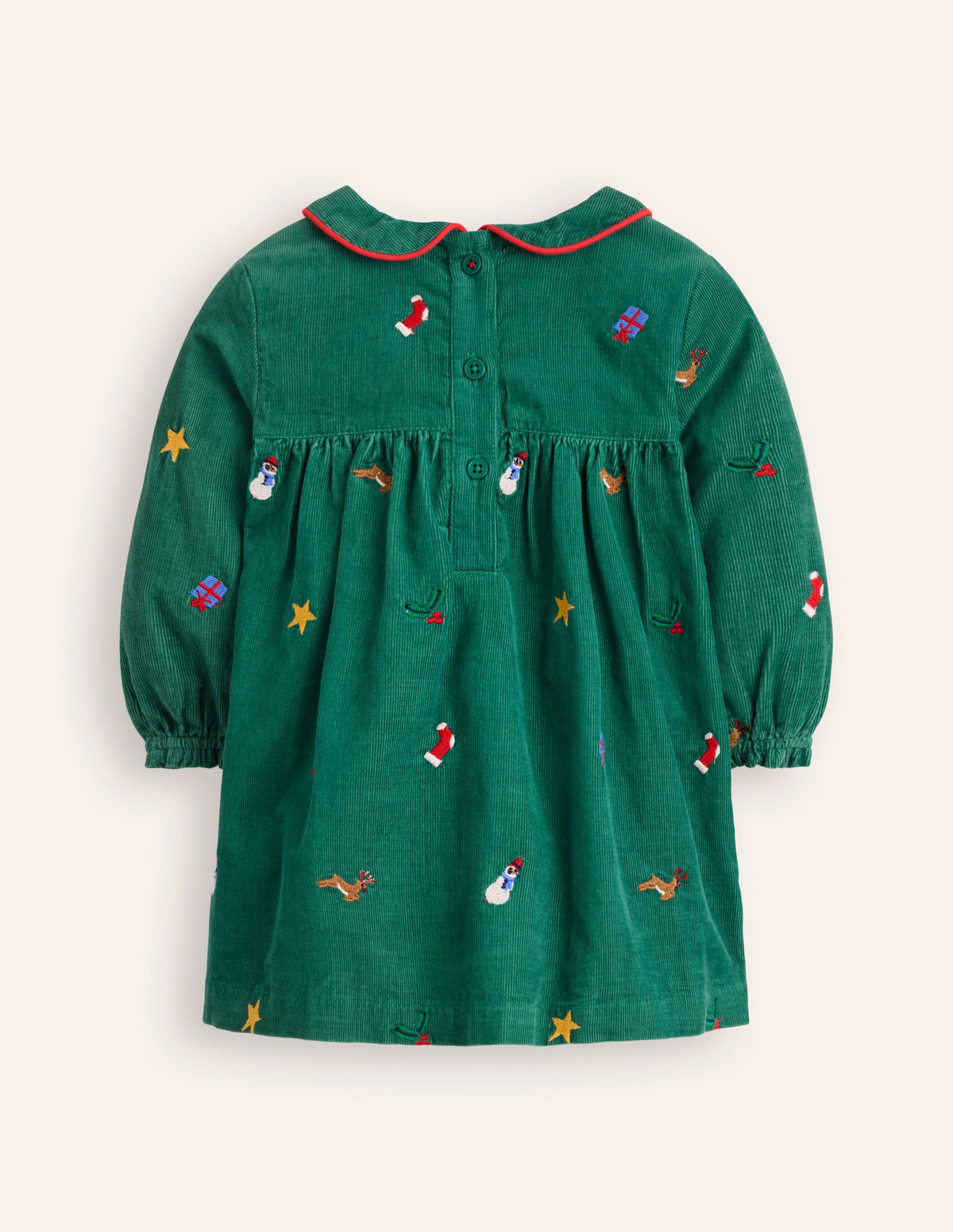 Woven Party Dress-Jewel Green Embroidery - Image 2