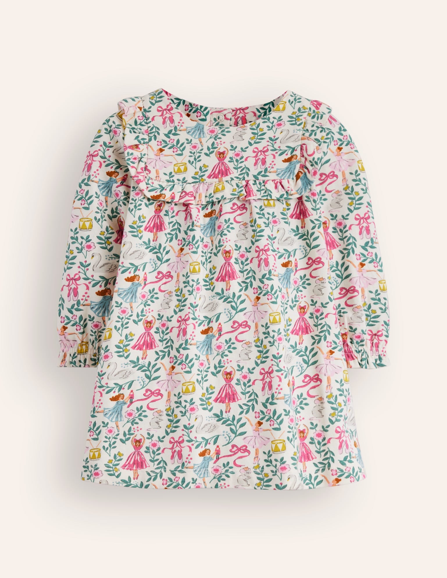 Jersey Ruffle Dress-Ivory Ballet Toile-1
