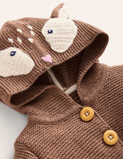 Novelty Knitted Jacket-Milk Chocolate Brown Deer