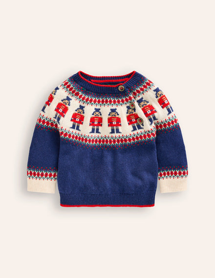 Fair Isle Sweater-Sapphire Blue Nutcracker