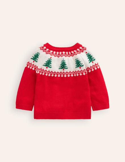 Fair Isle Sweater-Poppy Red Trees