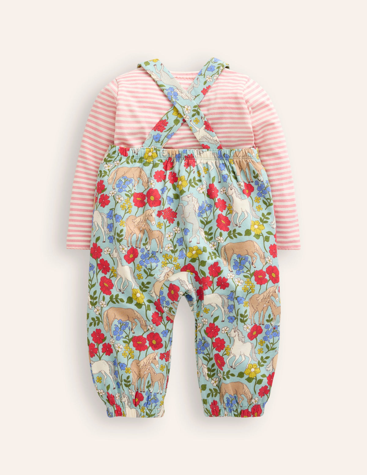 Jersey Overalls Set-Blue Pony Floral - Image 2