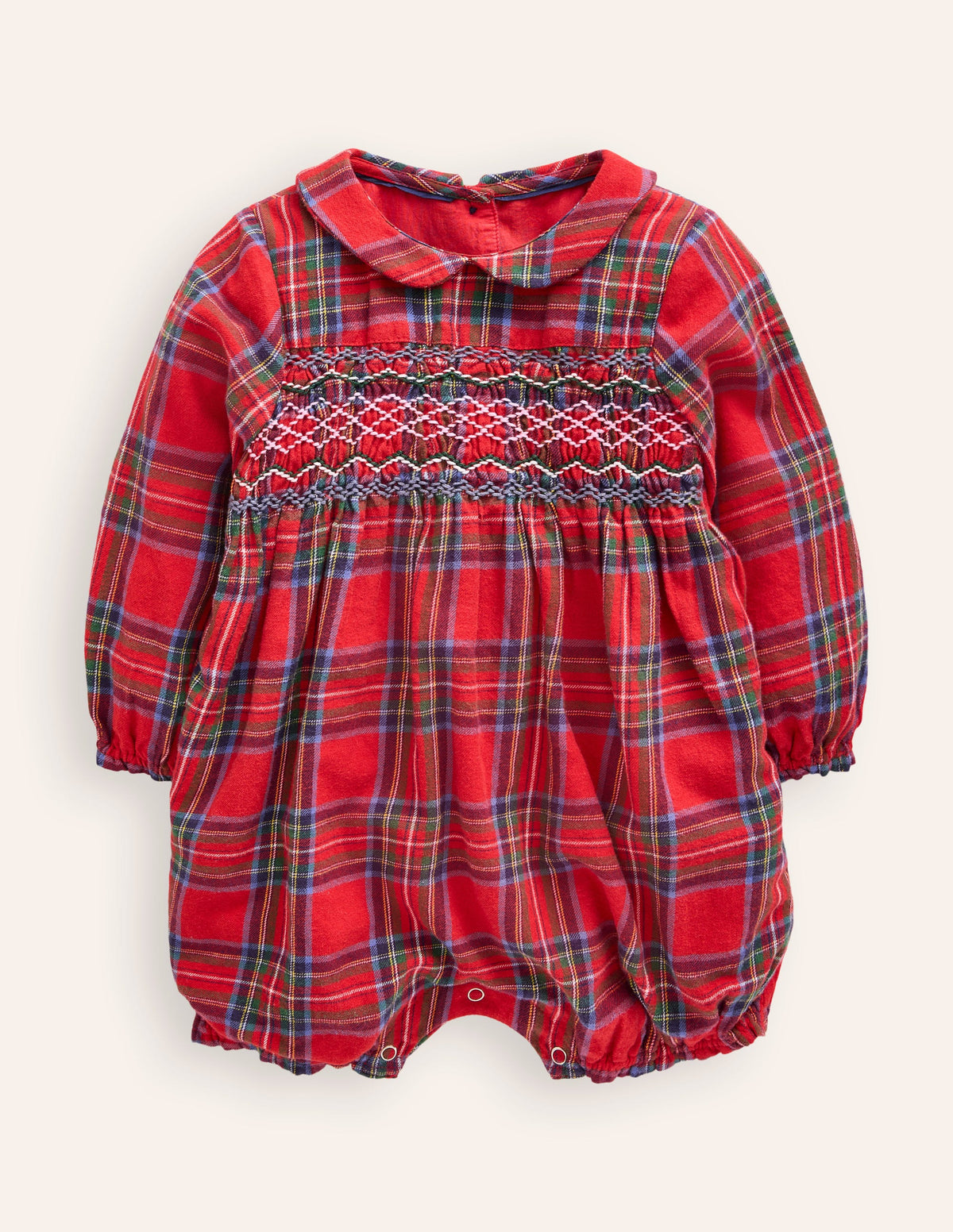 Smocked Romper-Red and Blue Check - Image 1