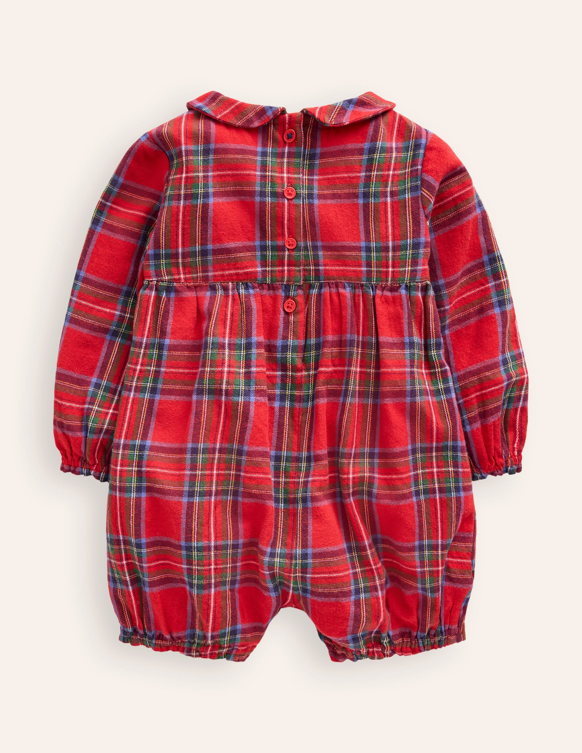 Smocked Romper-Red and Blue Check - Image 2