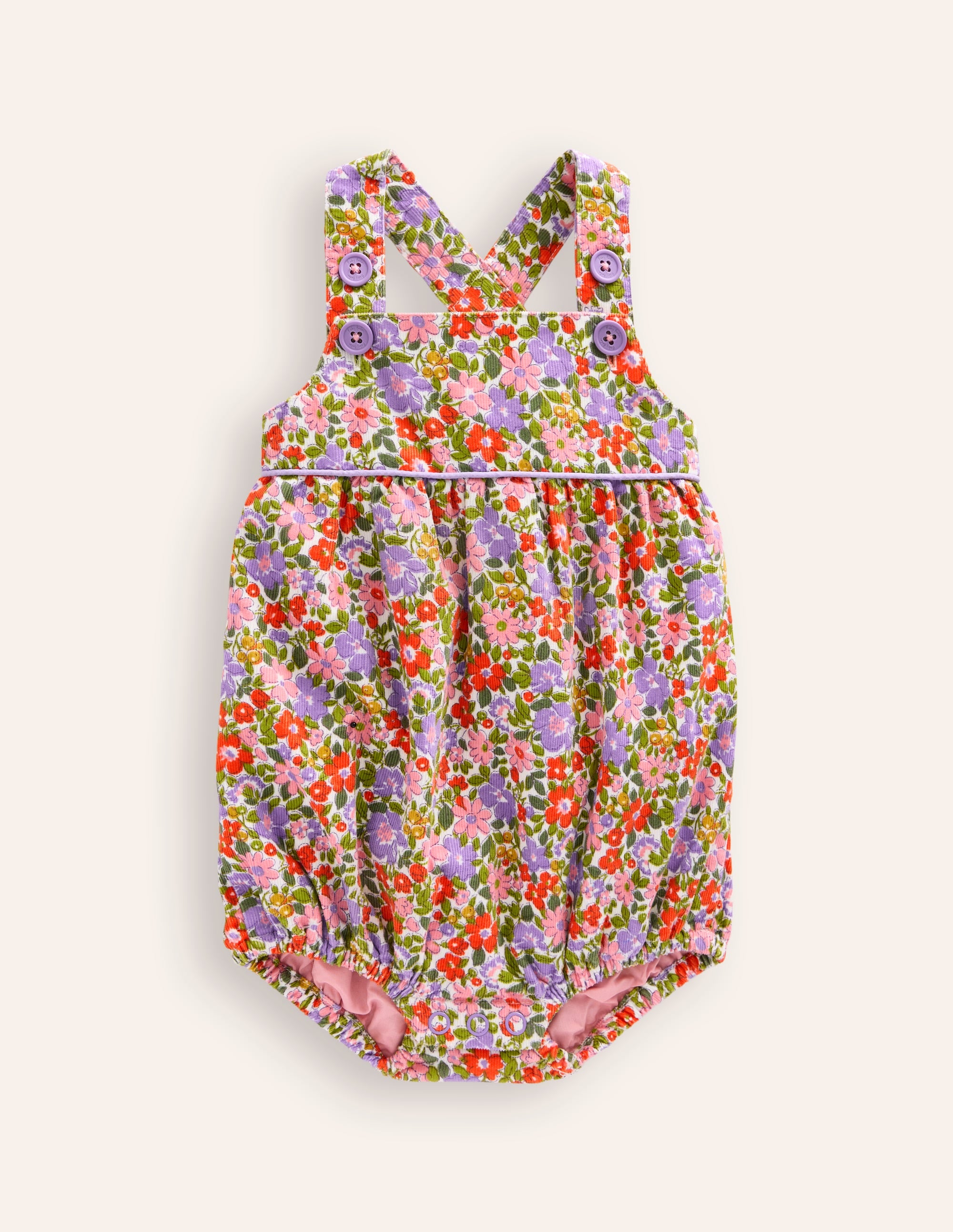 Floral Cord Romper-Multi Flowerbed - Image 1