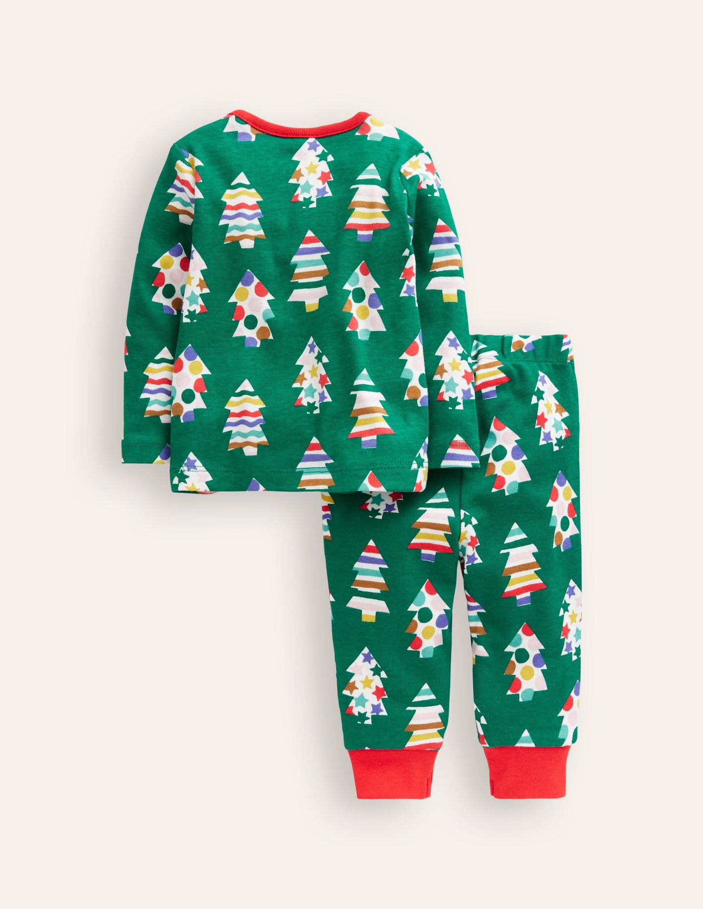 Snug Long John Pajamas-Jewel Green Trees