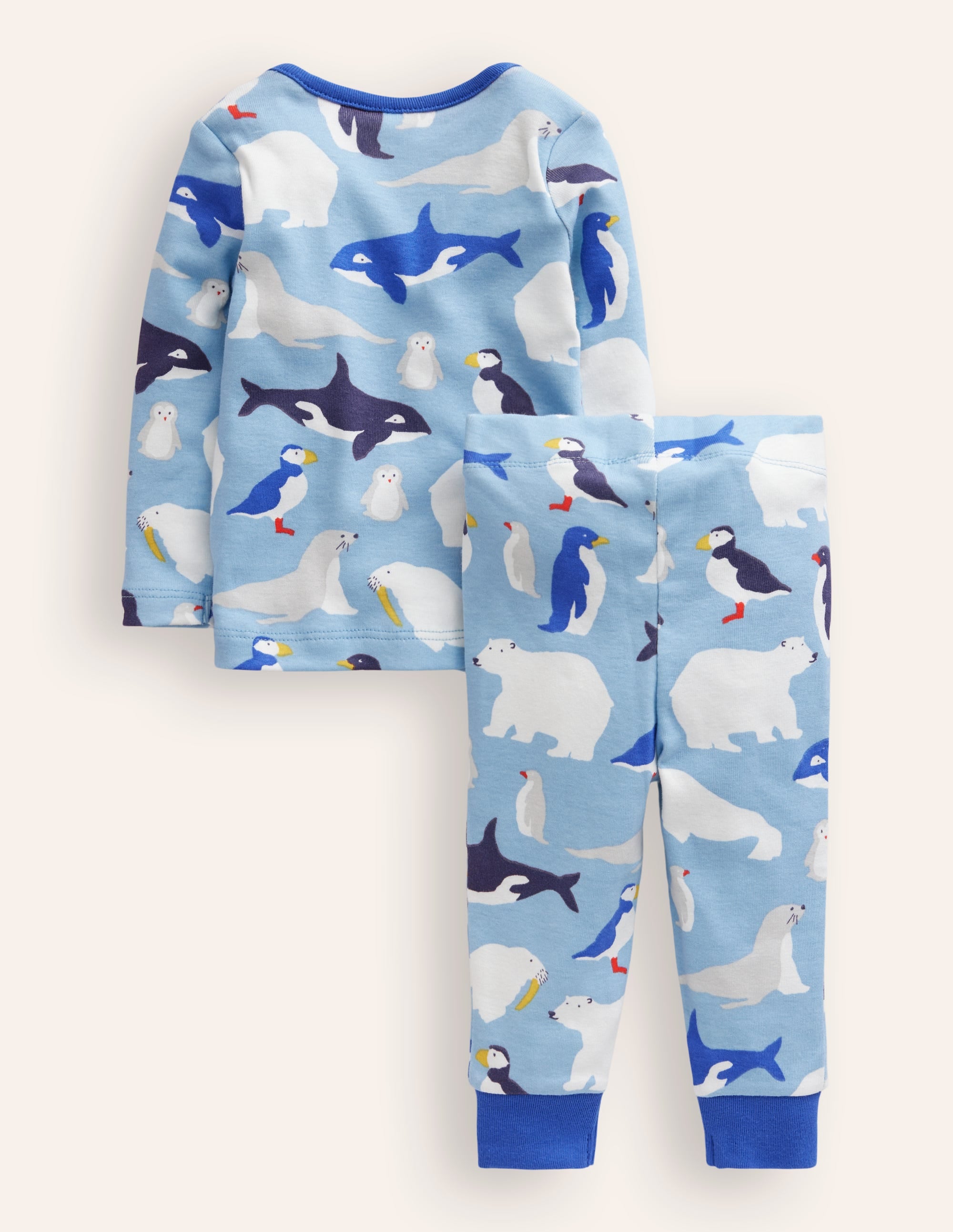 Snug Long John Pajamas-Glacier Blue Arctic Animals - Image 2