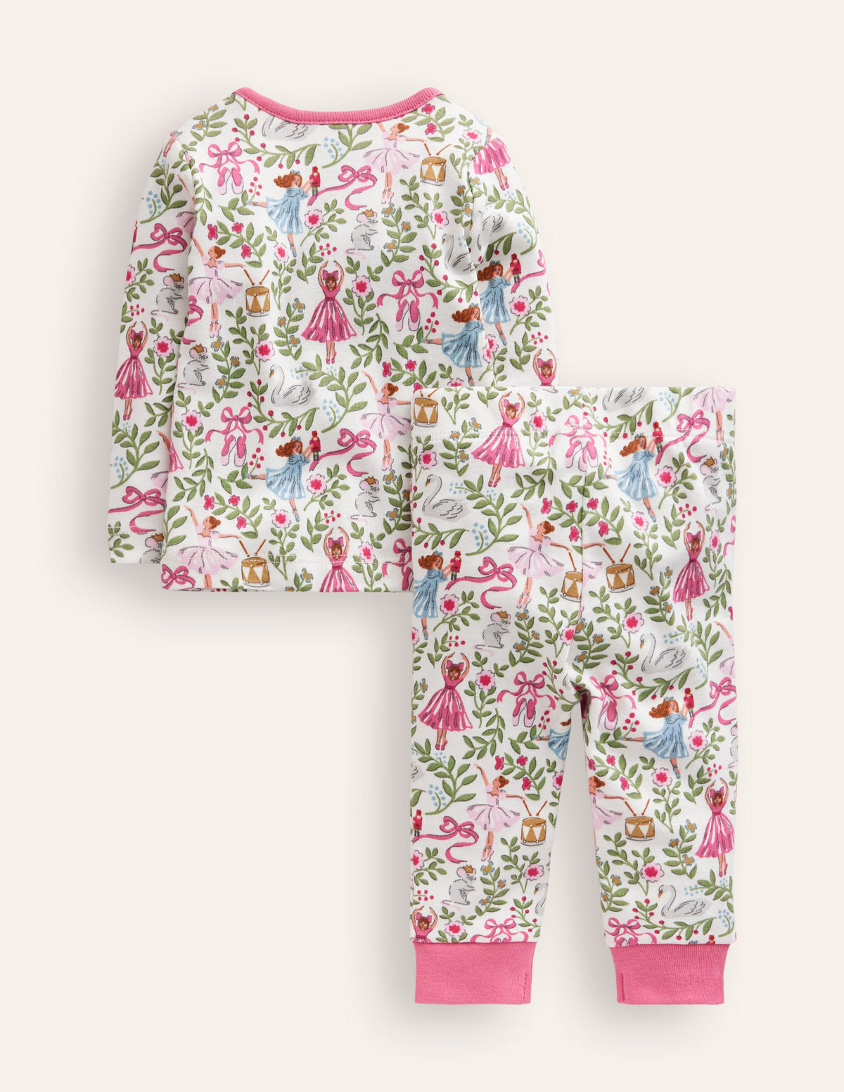 Snug Long John Pajamas-Ivory Ballet Toile - Image 2