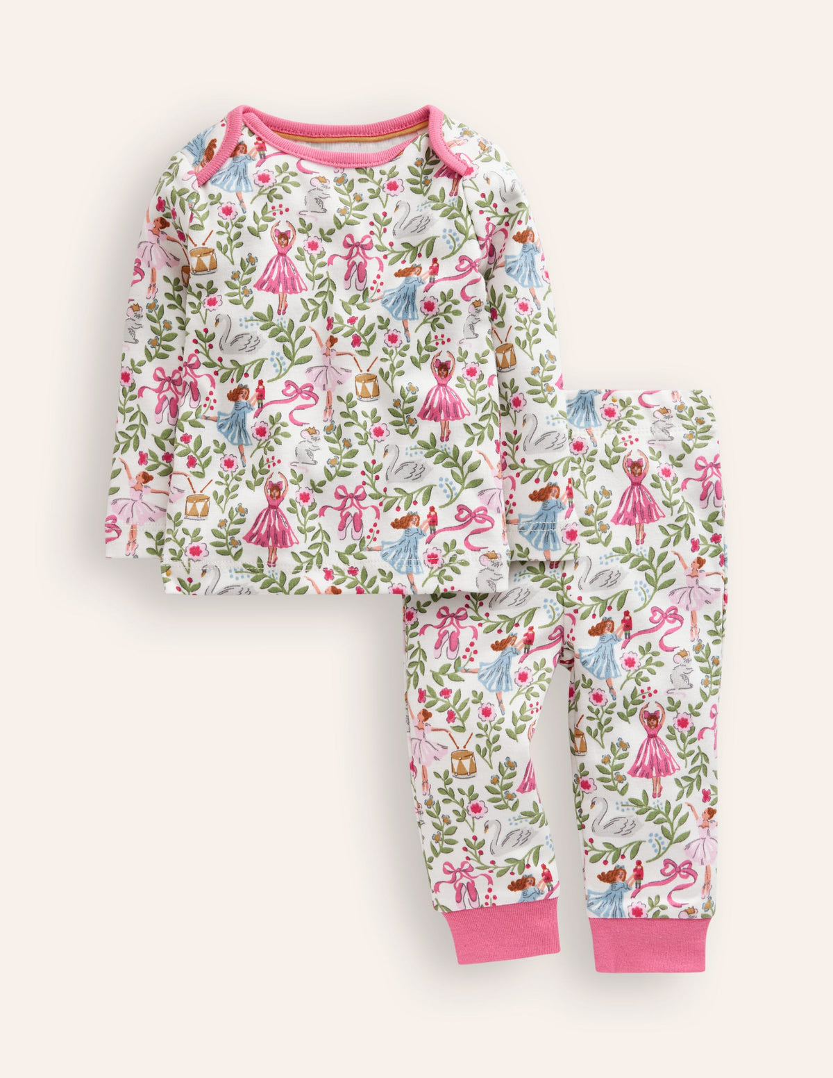 Snug Long John Pajamas-Ivory Ballet Toile - Image 1