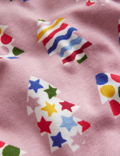 Snug Long John Pajamas-Vintage Pink Trees-3