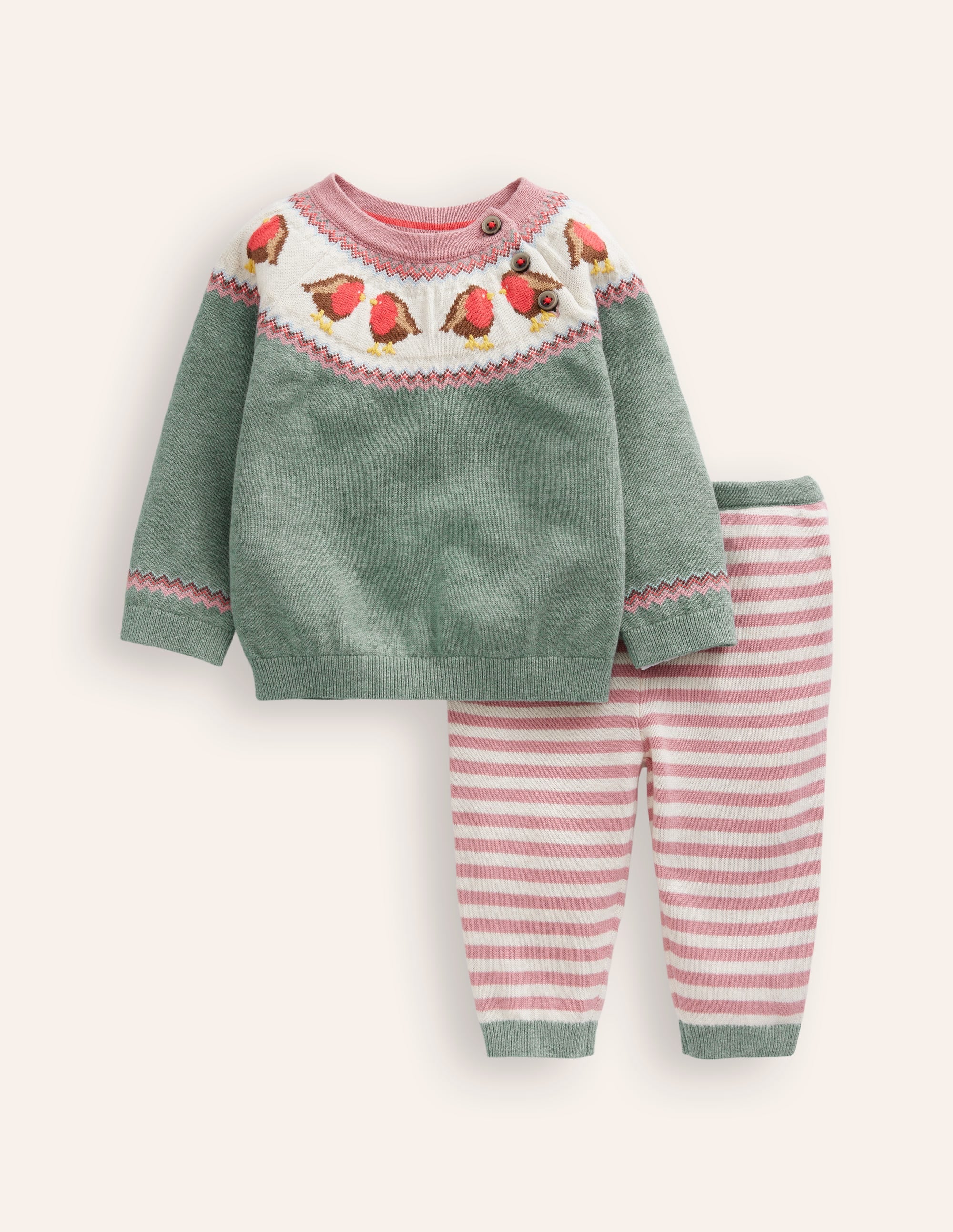Fun Knitted Play Set-Csarite Green Robins - Image 1