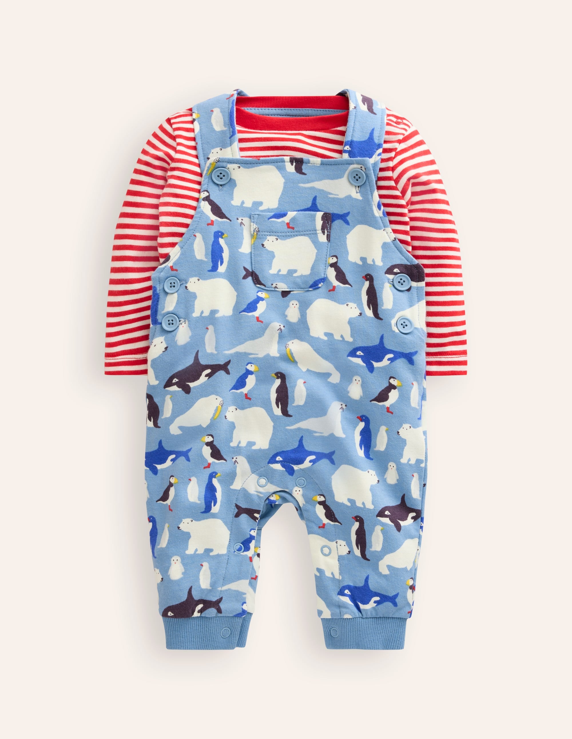 Jersey Overalls Set-Glacier Blue Arctic Animals - Image 1