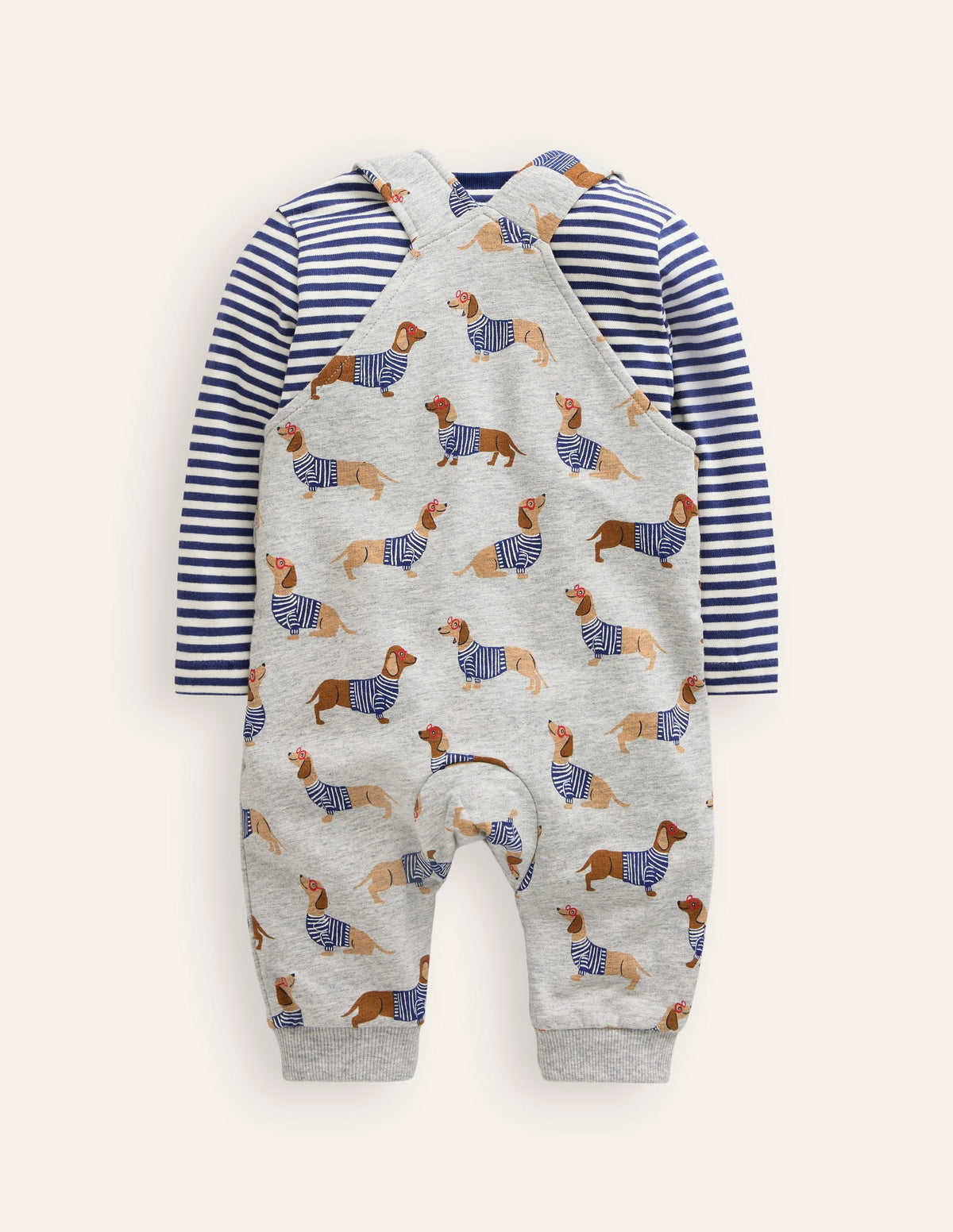 Jersey Overalls Set-Grey Sausage Dogs-2