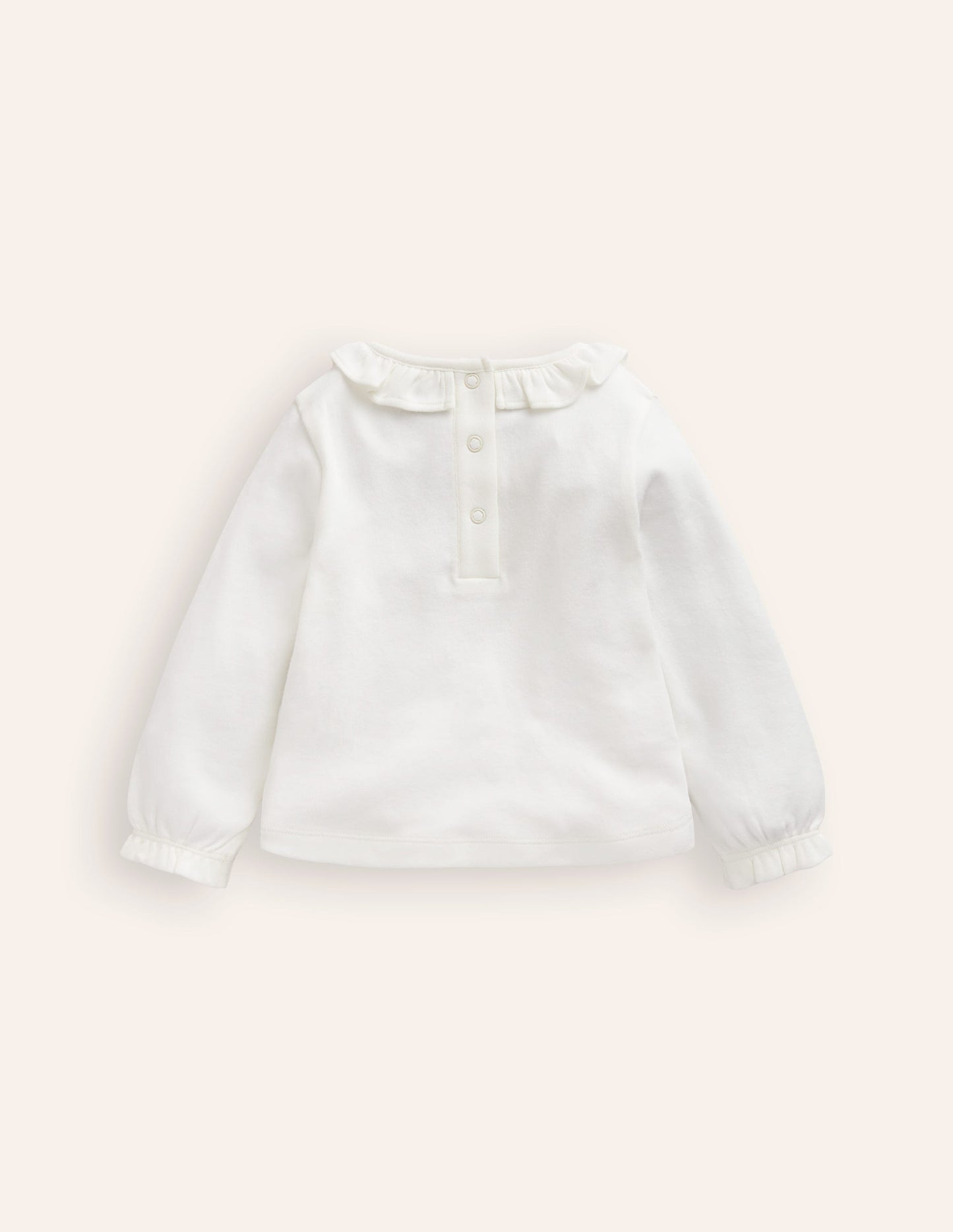 Ruffle neck T-shirt-Ivory Mice