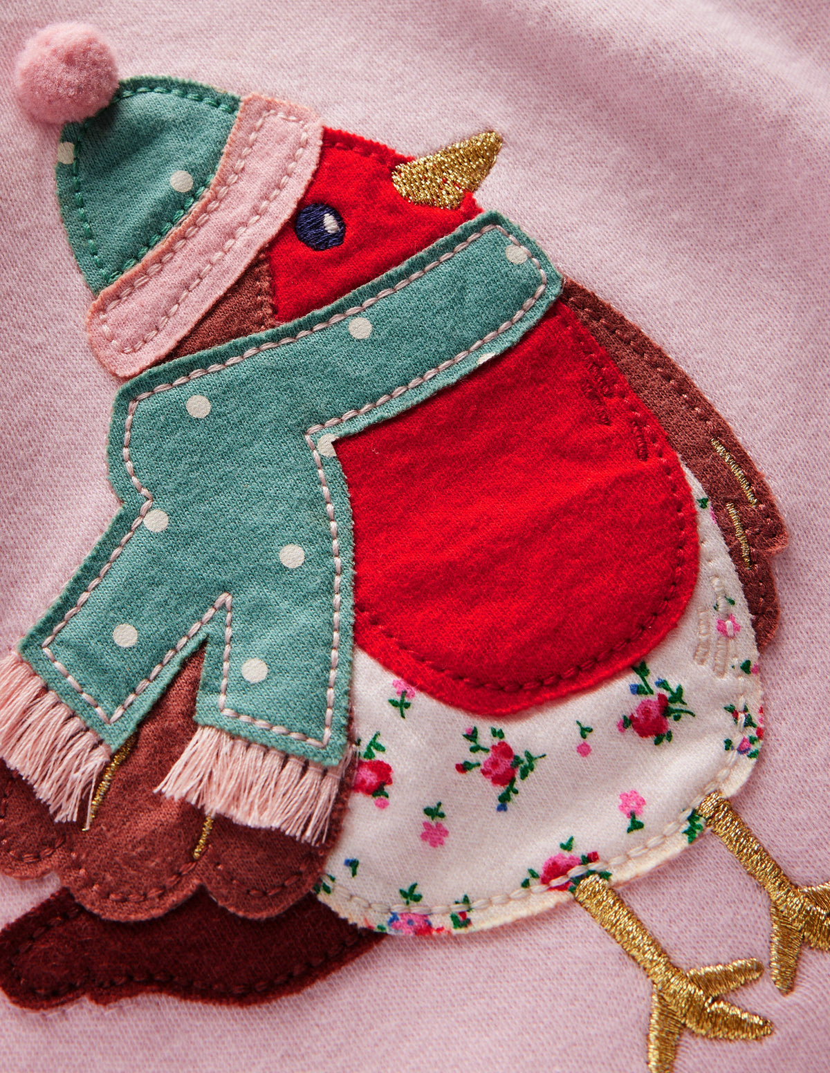 Ruffle neck T-shirt-French Pink Robin-3