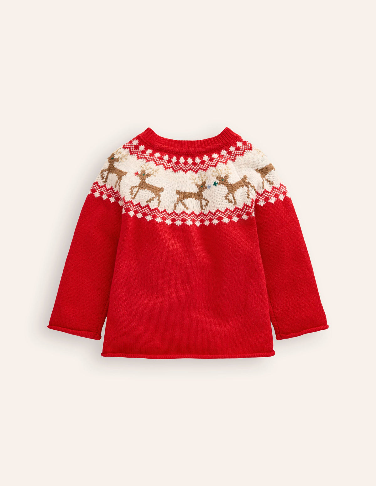 Edie Fair Isle Cardigan-Poppy red Reindeer - Image 2