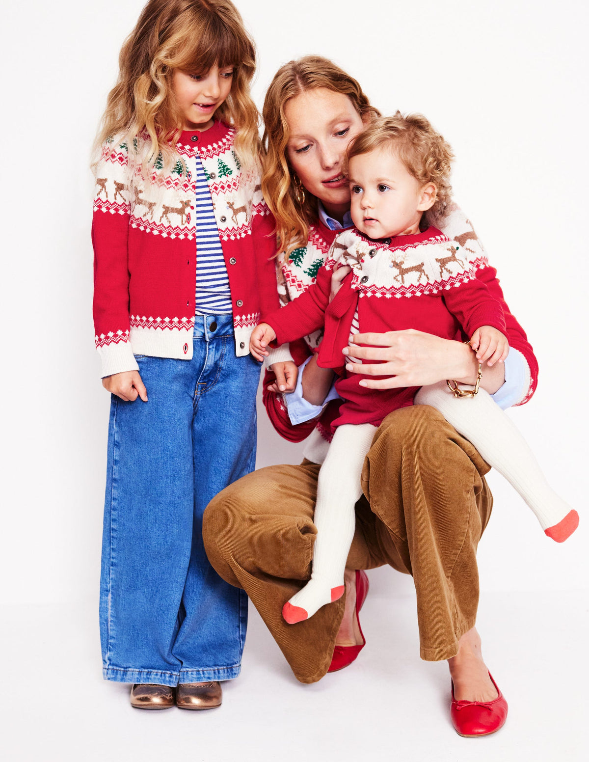 Edie Fair Isle Cardigan-Poppy red Reindeer - Image 4