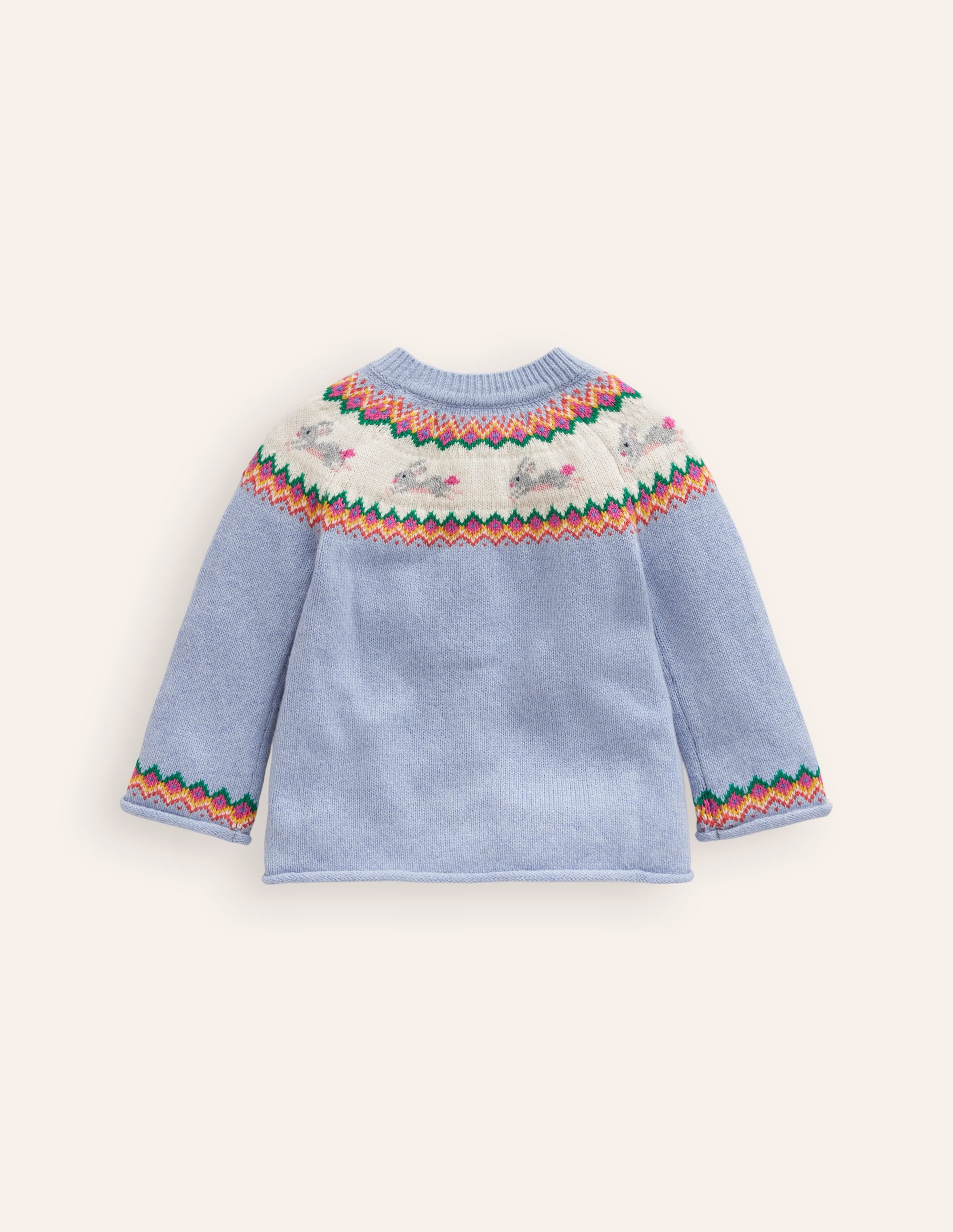 Edie Fair Isle Cardigan-Sky Blue Bunnies - Image 2
