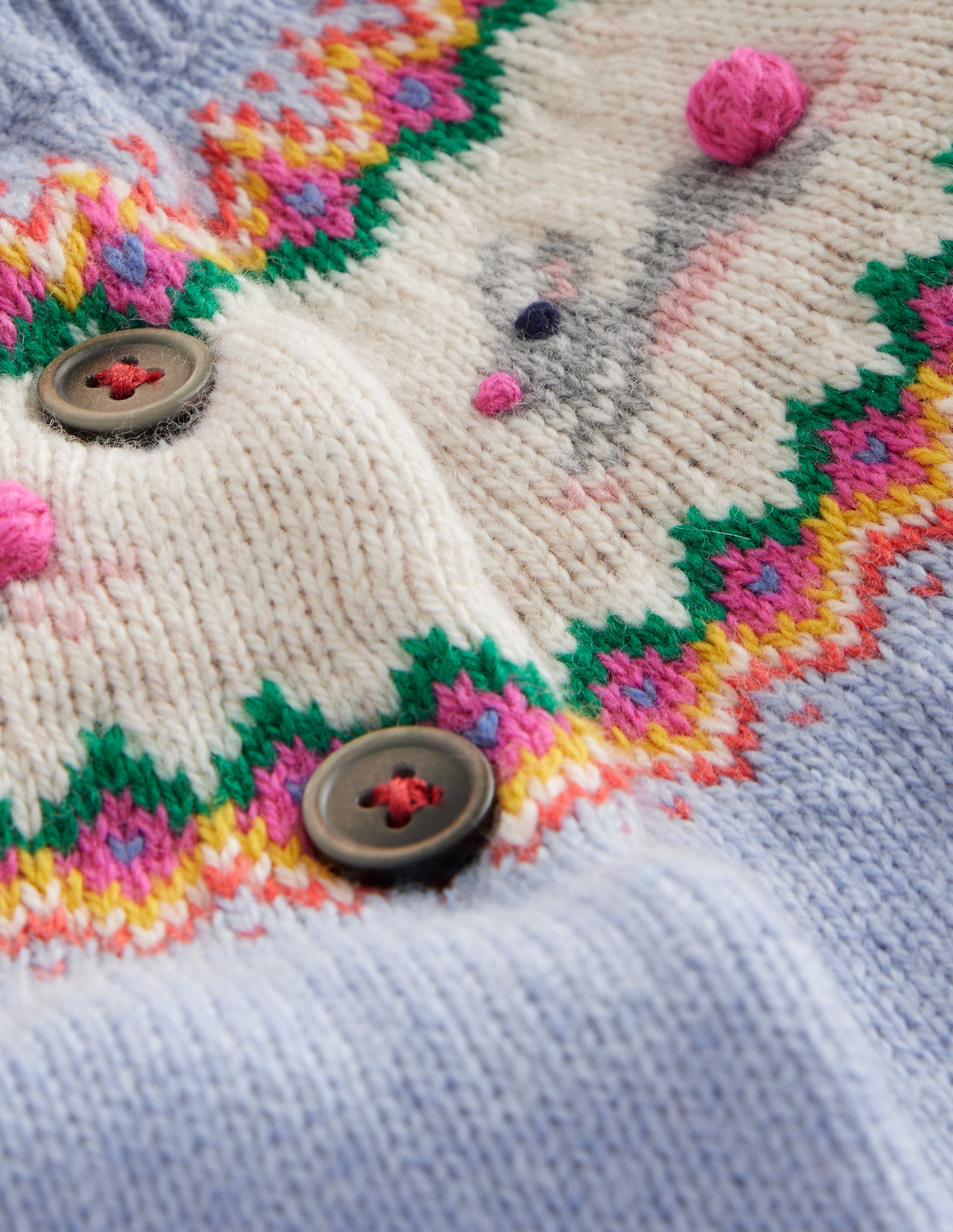 Edie Fair Isle Cardigan-Sky Blue Bunnies - Image 3