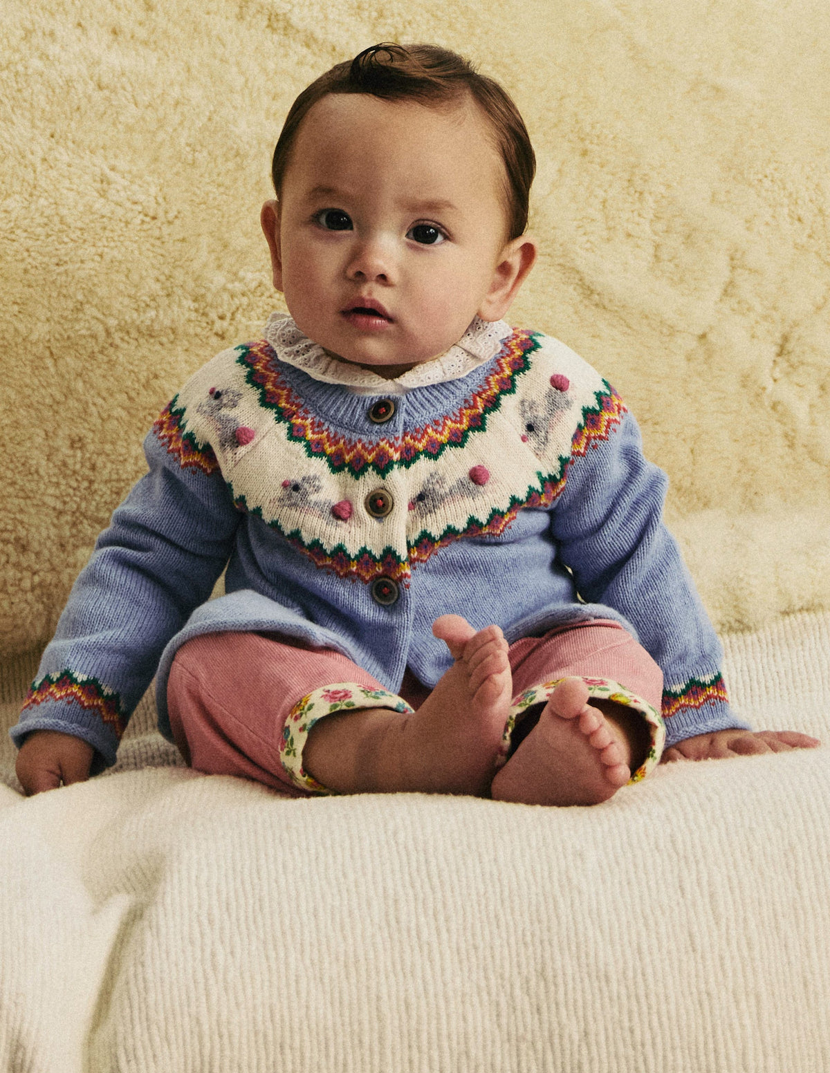 Edie Fair Isle Cardigan-Sky Blue Bunnies - Image 4
