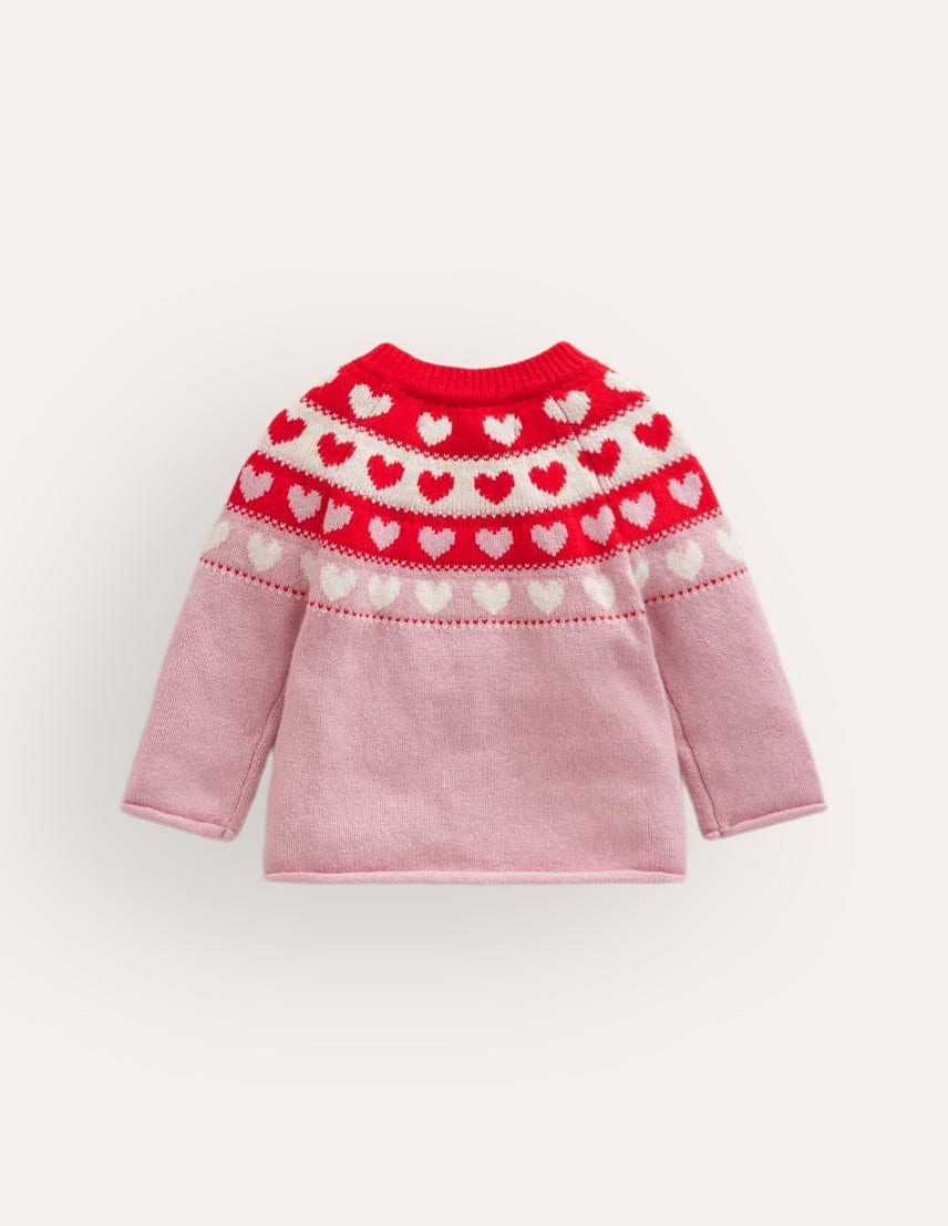 Edie Fair Isle Cardigan-Almond Pink Hearts - Image 5
