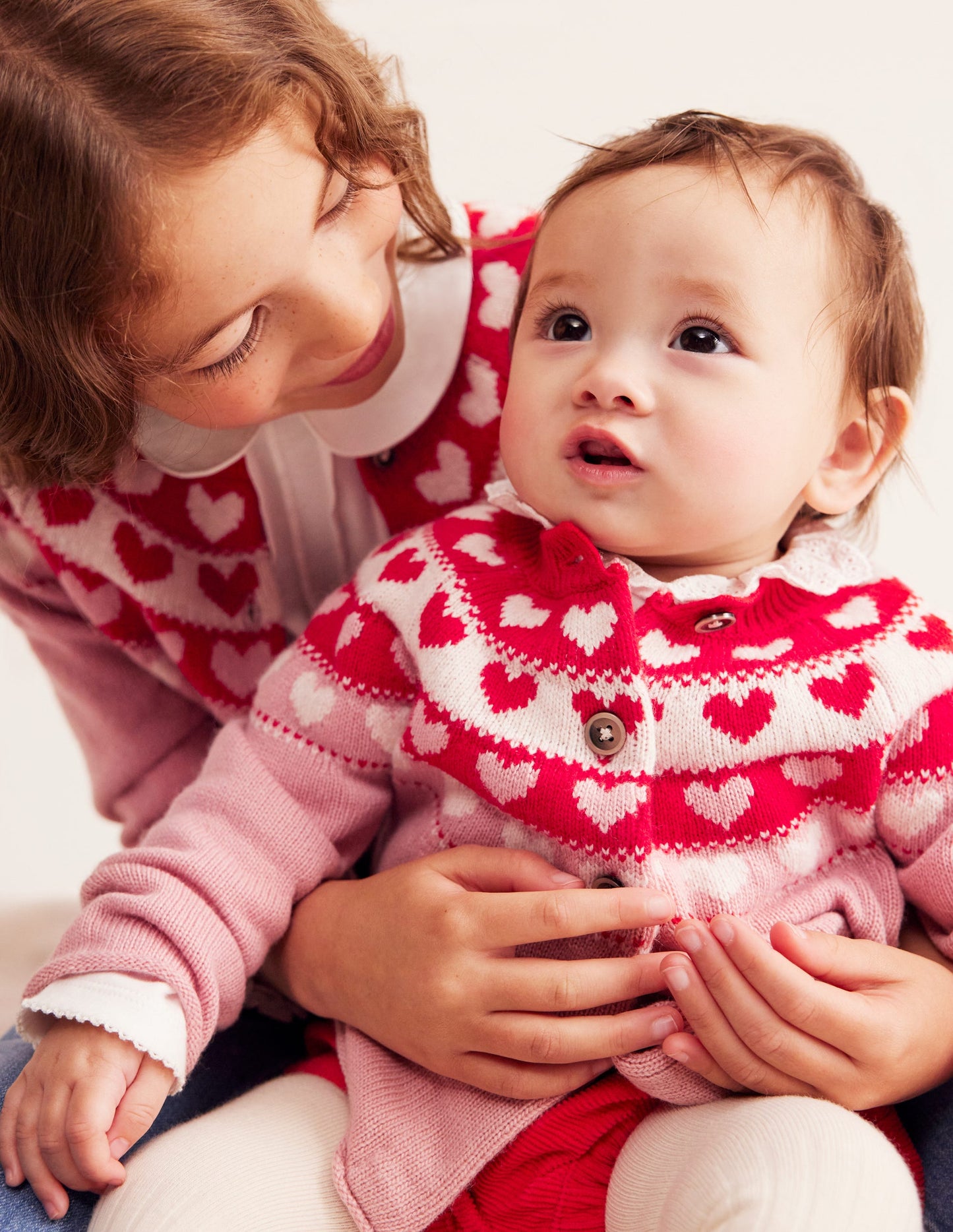 Edie Fair Isle Cardigan-Almond Pink Hearts