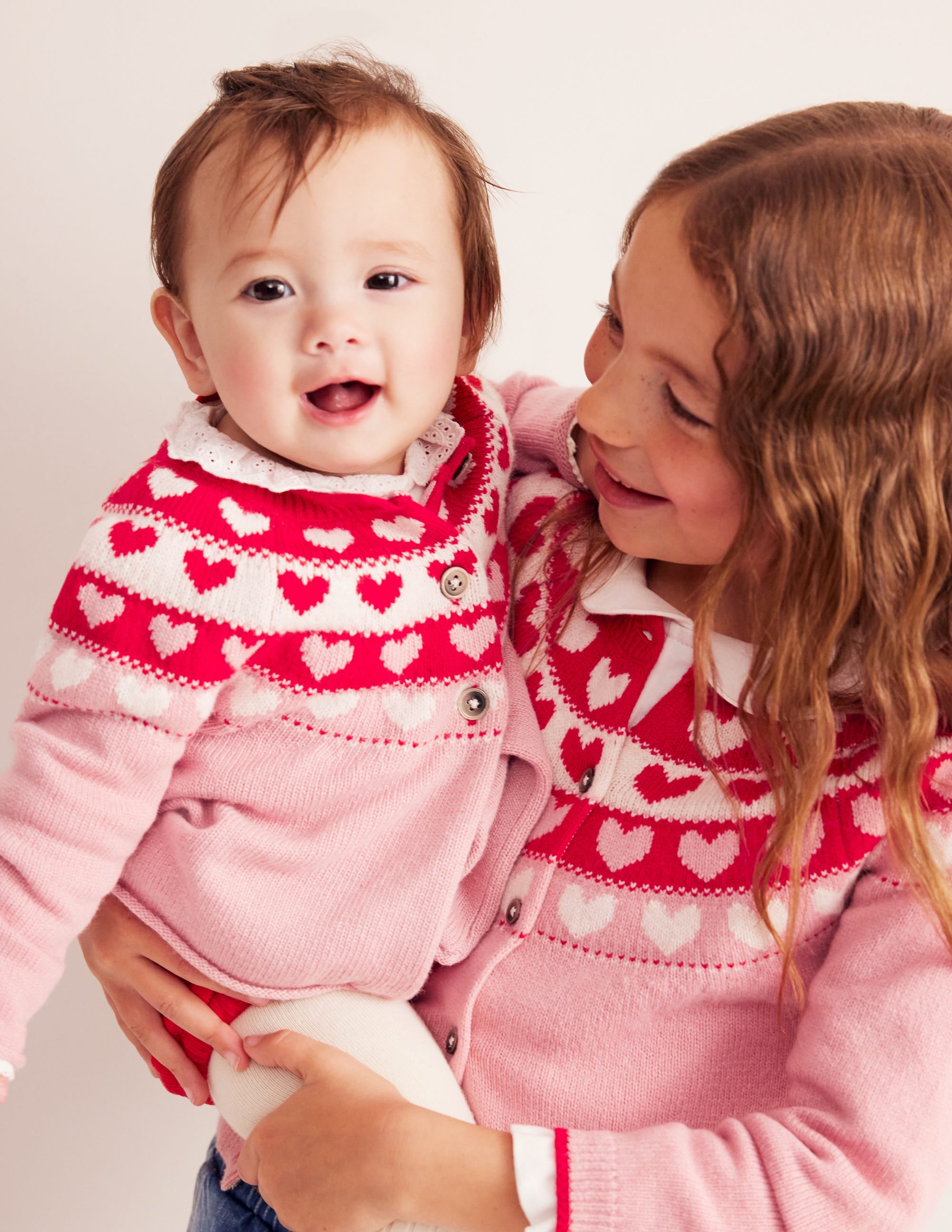 Edie Fair Isle Cardigan-Almond Pink Hearts - Image 3