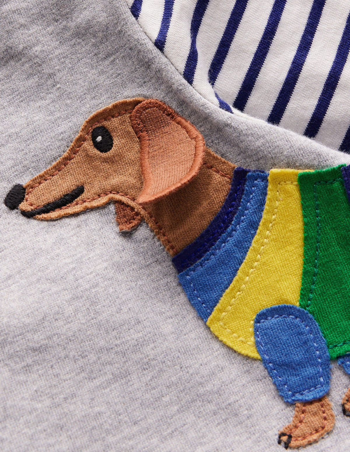 Long Sleeve Applique T-shirt-Grey Marl Sausage Dog - Image 3