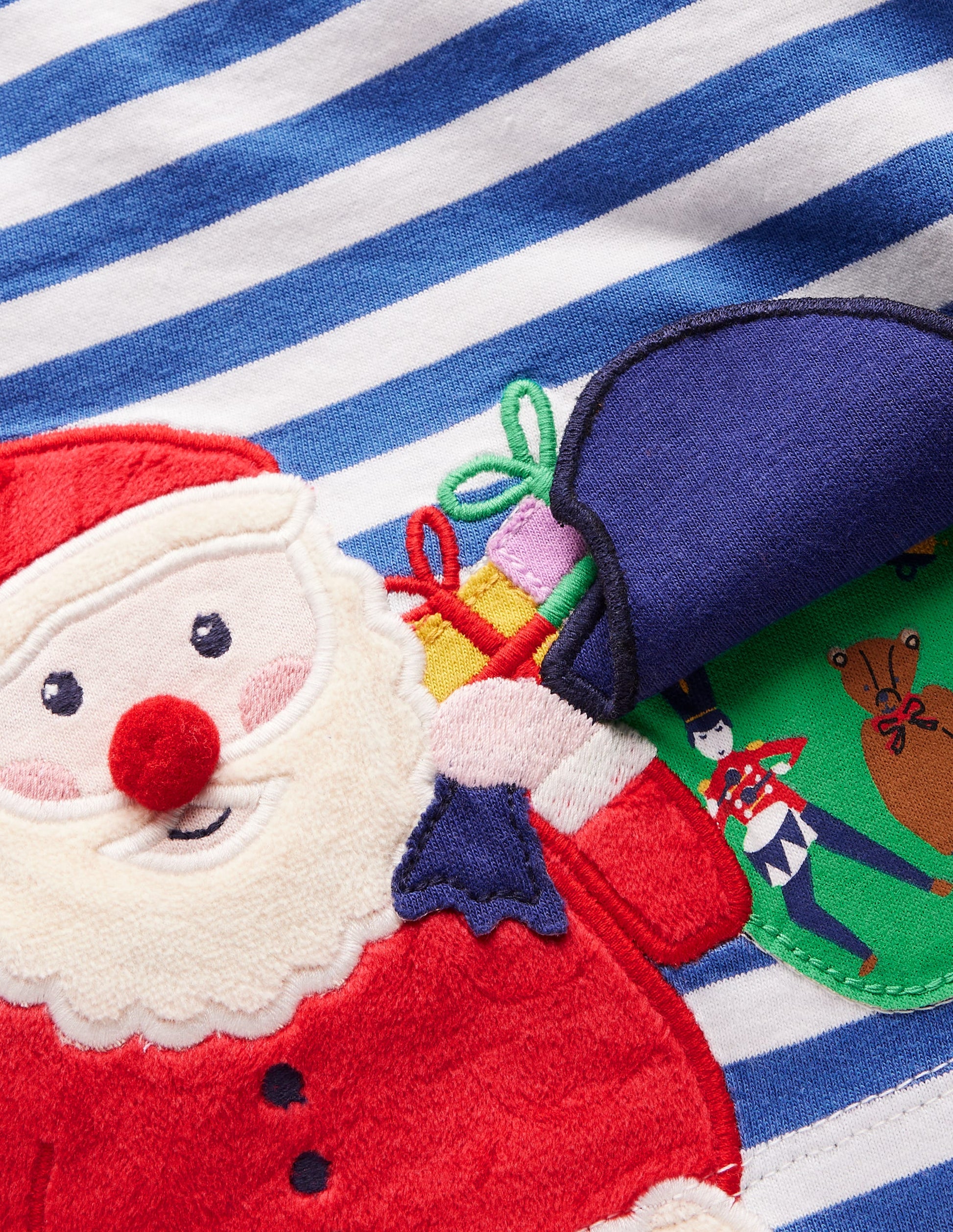 Long Sleeve Applique T-shirt-Bluejay Santa-3