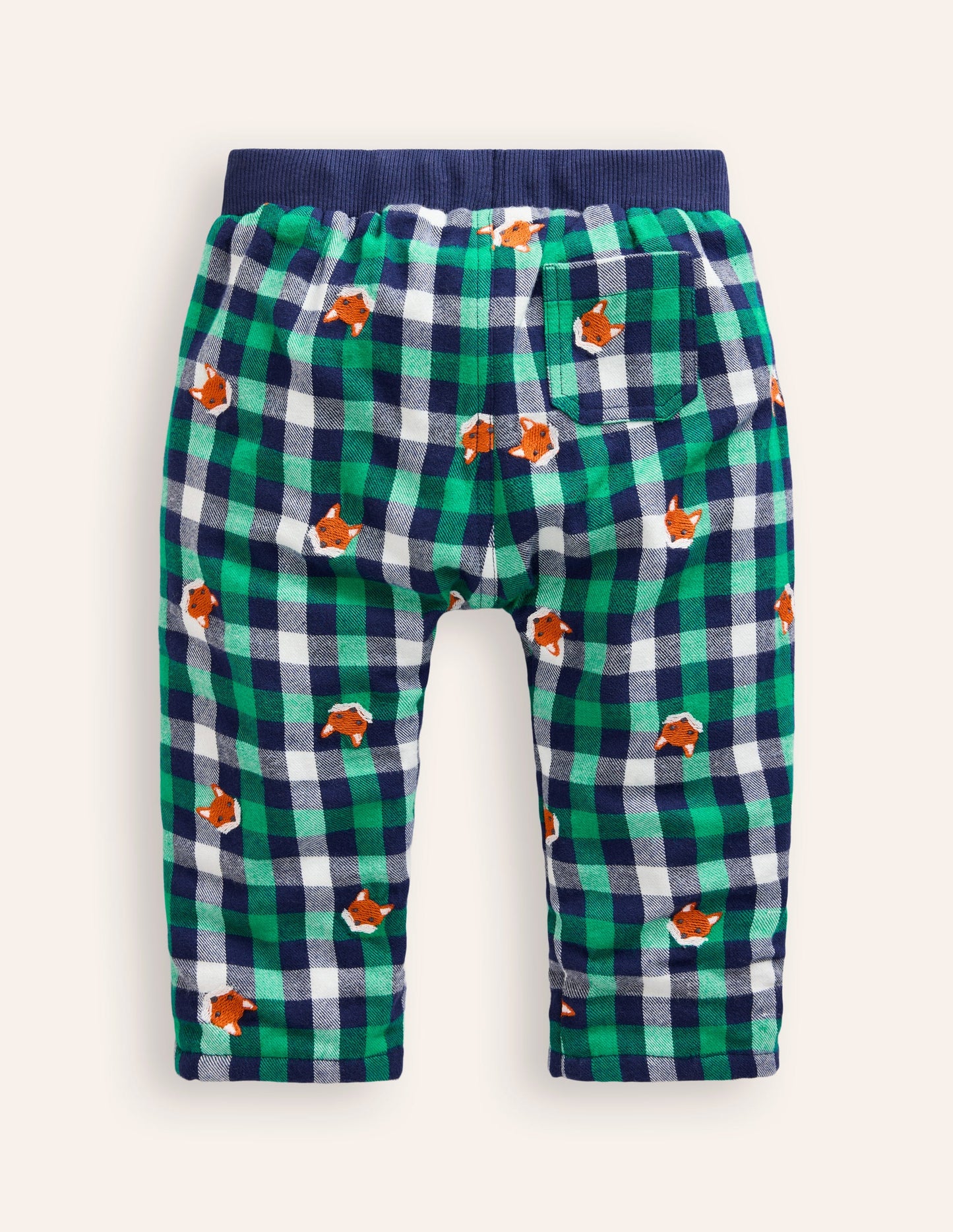 Cosy Lined Trouser-Gingham Foxes