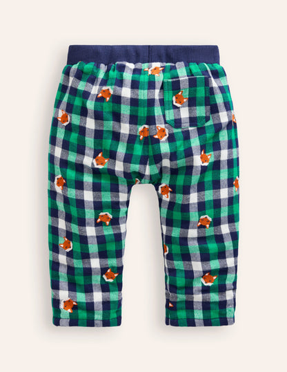 Cosy Lined Trouser-Gingham Foxes