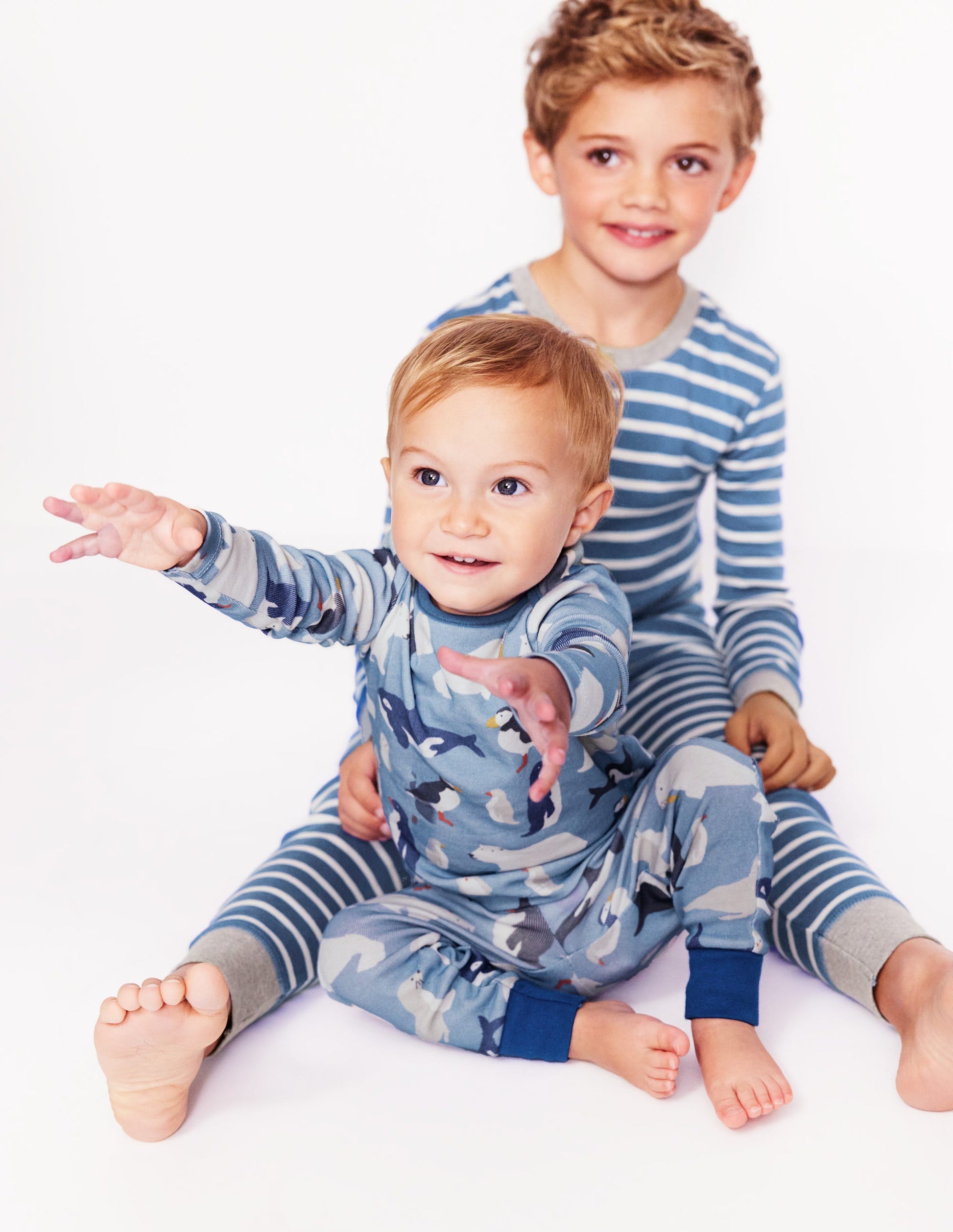 Snug Long John Pajamas-Glacier Blue Arctic Animals-4