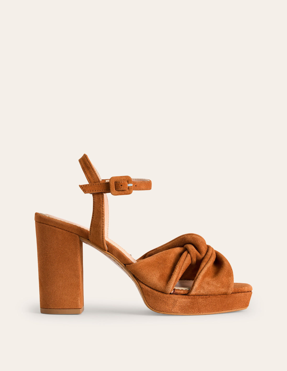 Twist Front Platform Sandals-Ginger Snap Suede - Image 2