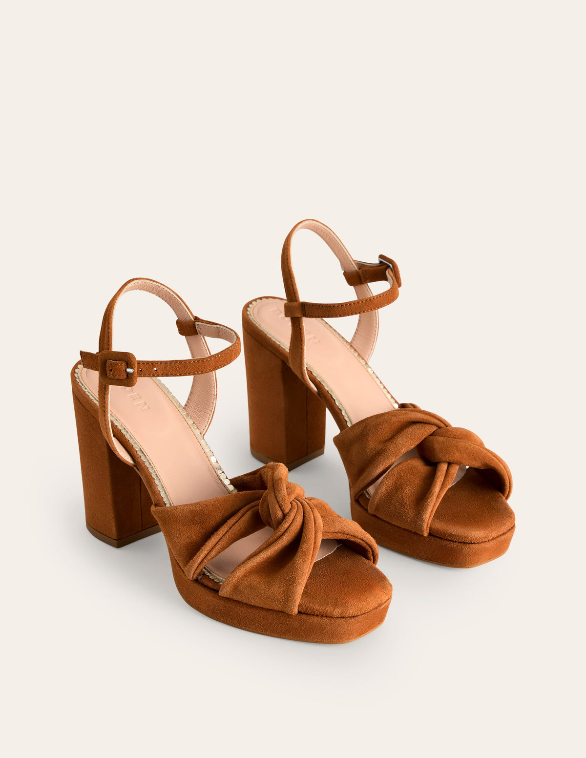 Twist Front Platform Sandals-Ginger Snap Suede - Image 3