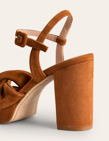 Twist Front Platform Sandals-Ginger Snap Suede