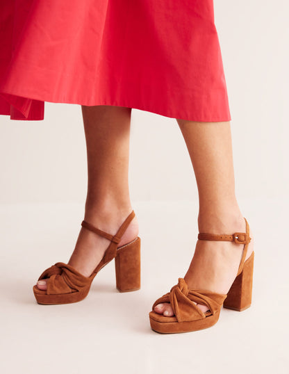 Twist Front Platform Sandals-Ginger Snap Suede