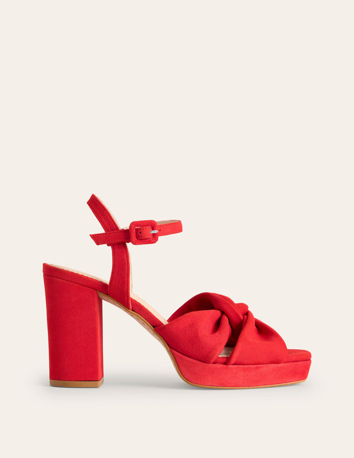 Twist Front Platform Sandals-Red Suede - Image 2