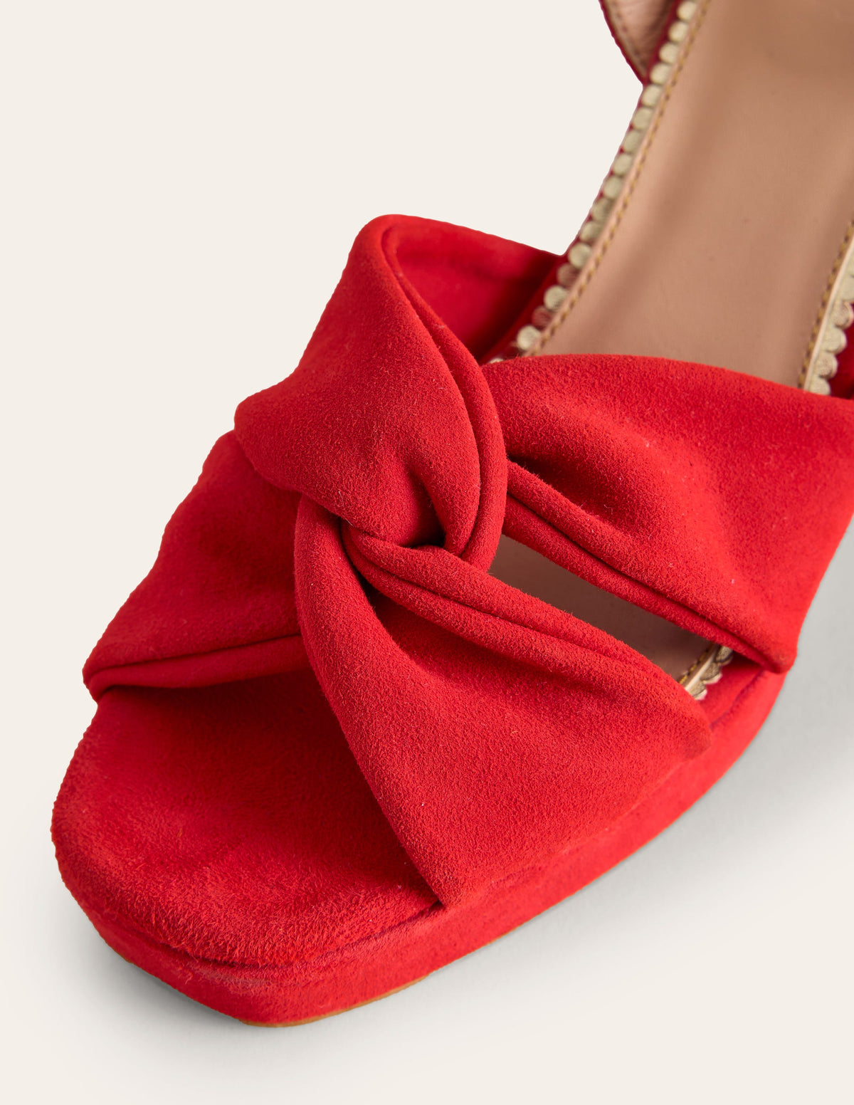 Twist Front Platform Sandals-Red Suede - Image 4