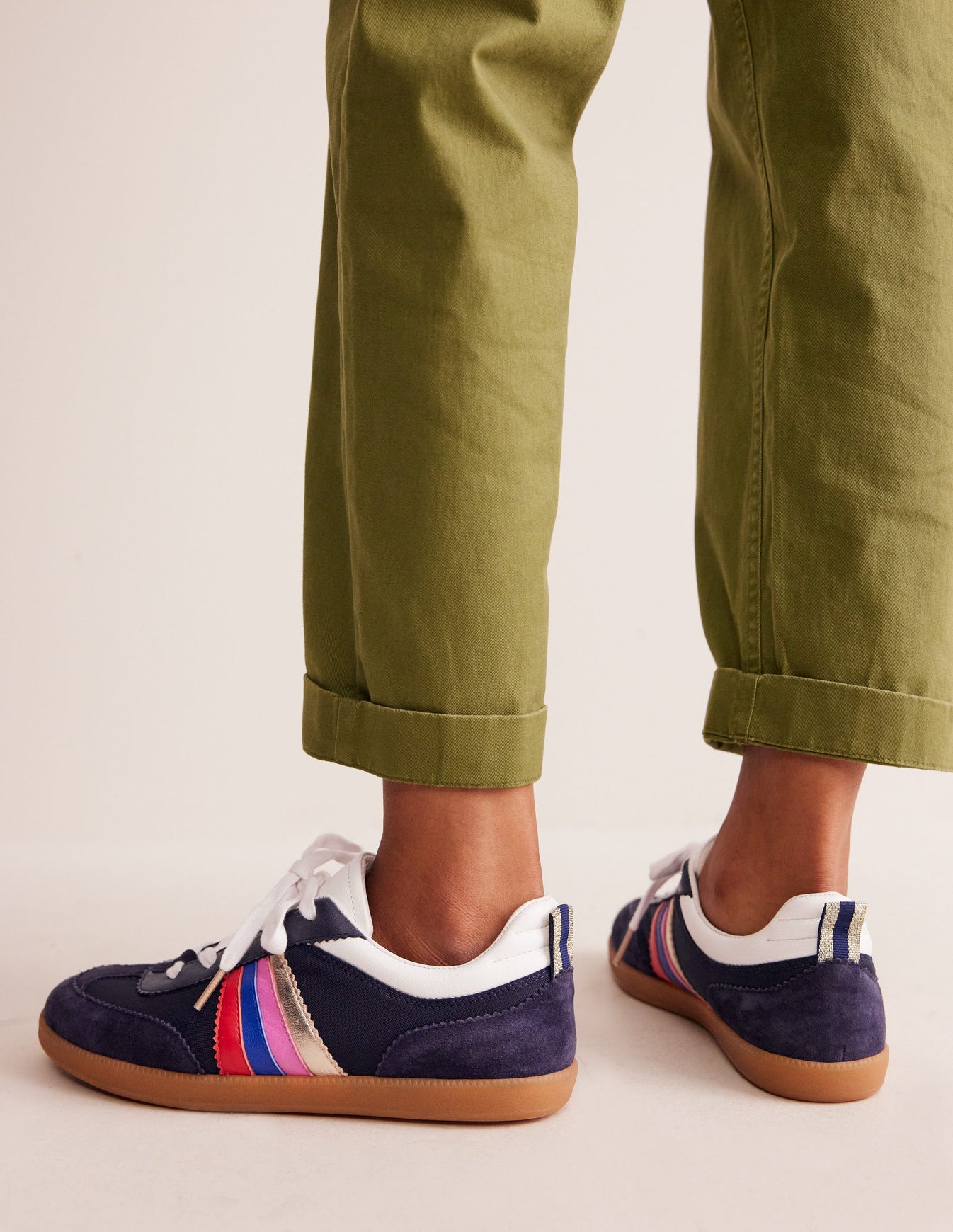 Erin Retro Tennis Trainers-Navy/Rainbow | Boden USA