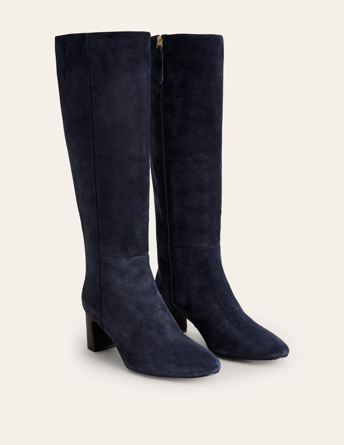 Erica Knee High Leather Boots-Navy Suede