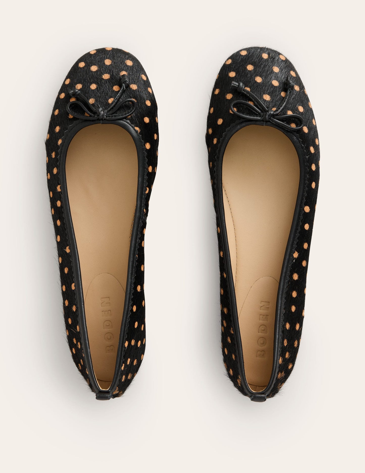 Kitty Flexi Sole Ballet Flats-Black and Camel Spot