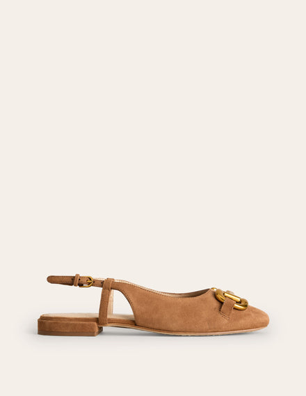 Iris Snaffle Slingback Flats-Ginger Snap Suede