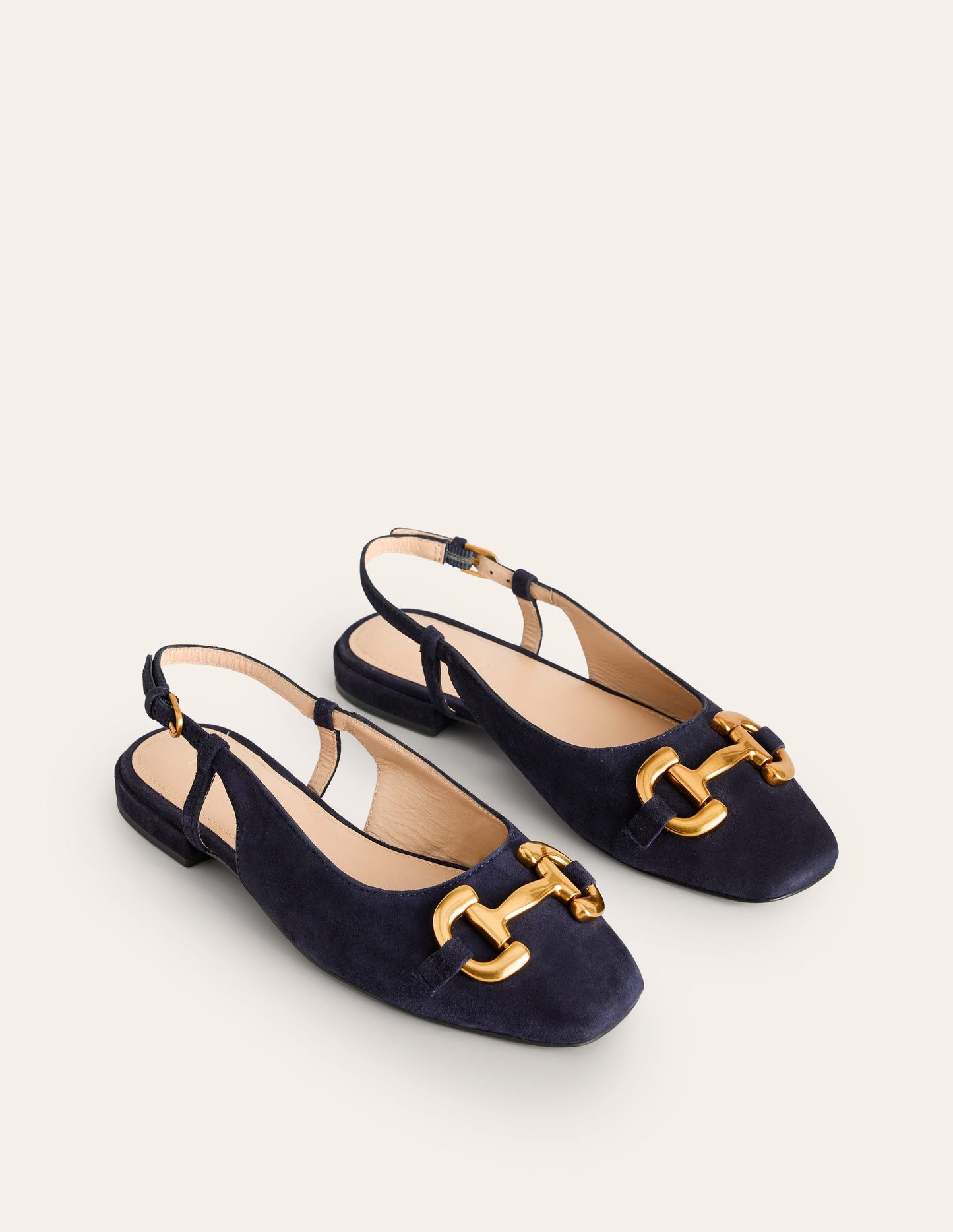 Iris Snaffle Slingback Flats-Dark Navy Suede