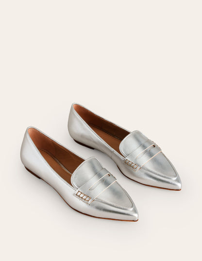 Pointed Loafers-Silver