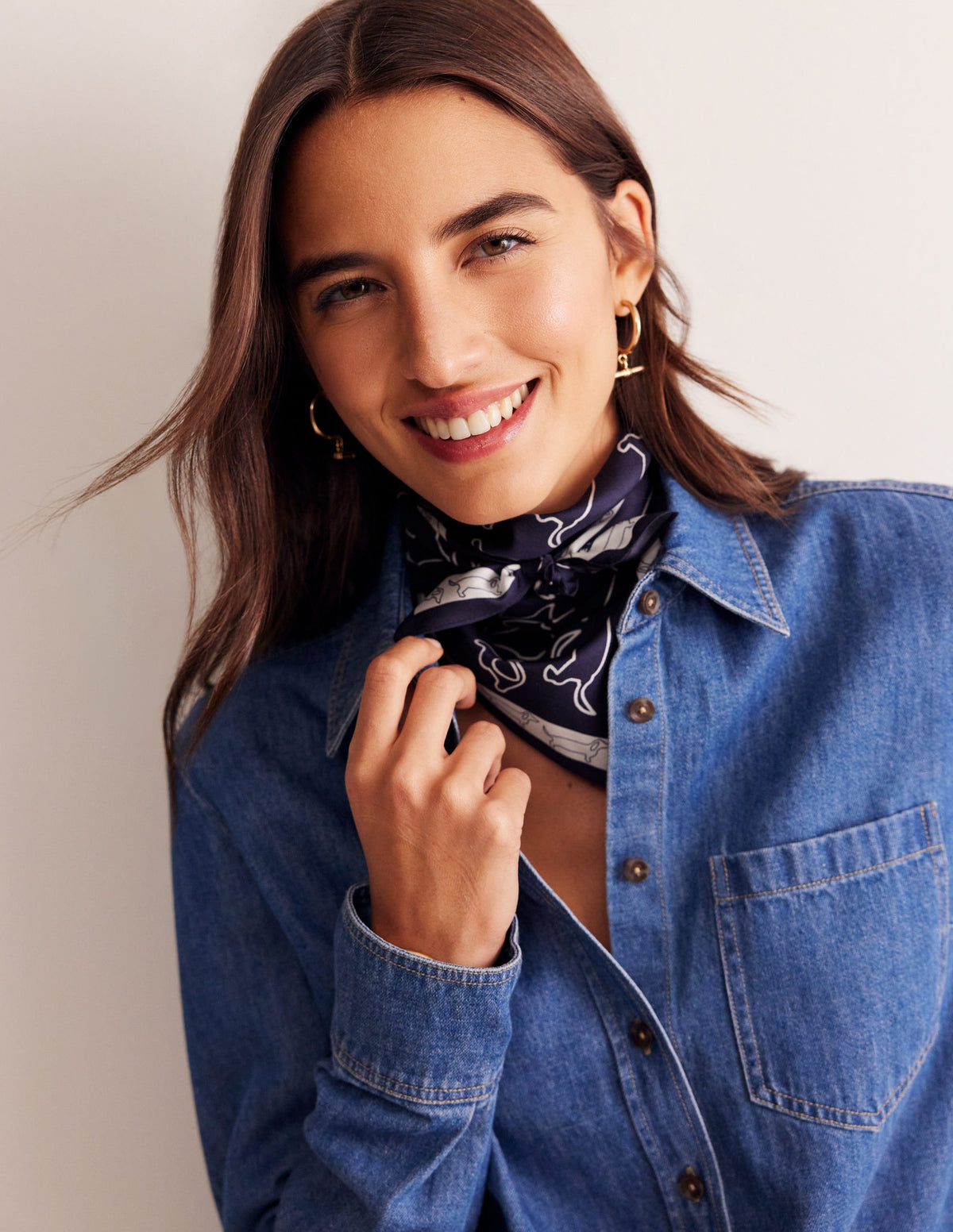 Elisabeth Silk Square Scarf-Dachshund, Conversational - Image 1